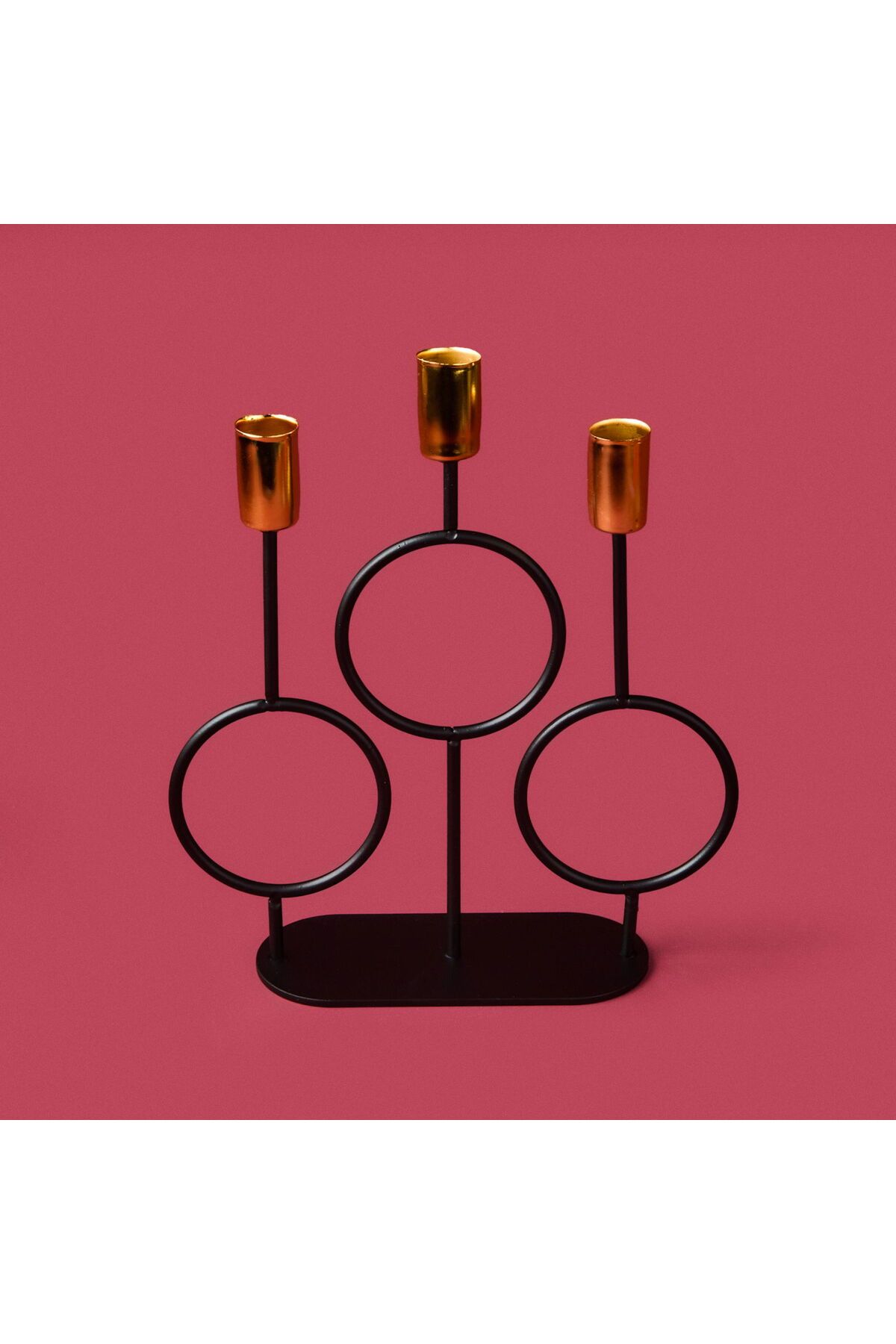 ASPARTAM Cerchio Şamdan - Siyah / Gold - 26 cm