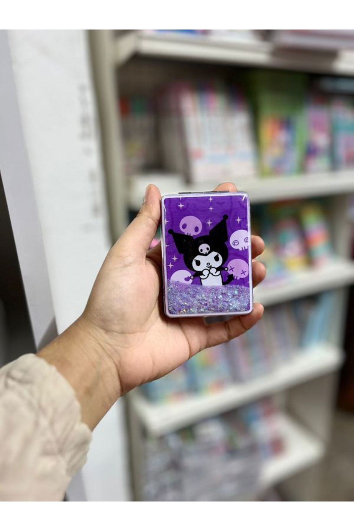 EyER Shoping Kuromi Taşınabilir Pullu Makyaj Aynası Çanta Aynası Ve Cep Aynası Kapaklı
