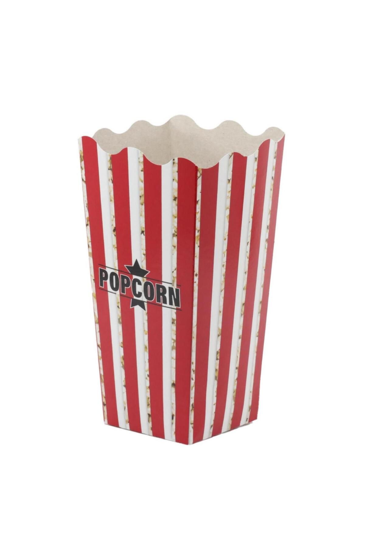 GİZPAK Popcorn Kutusu Kırmızı Beyaz Çizgili Küçük 100 ADET