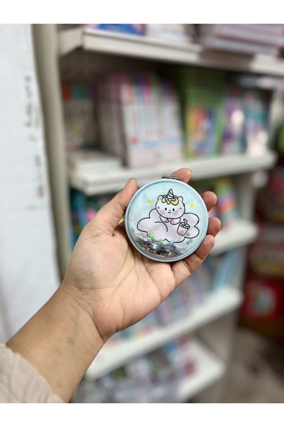 EyER Shoping Unicorn FigürlüTaşınabilir Makyaj Aynası Çanta Aynası Ve Cep Aynası Kapaklı
