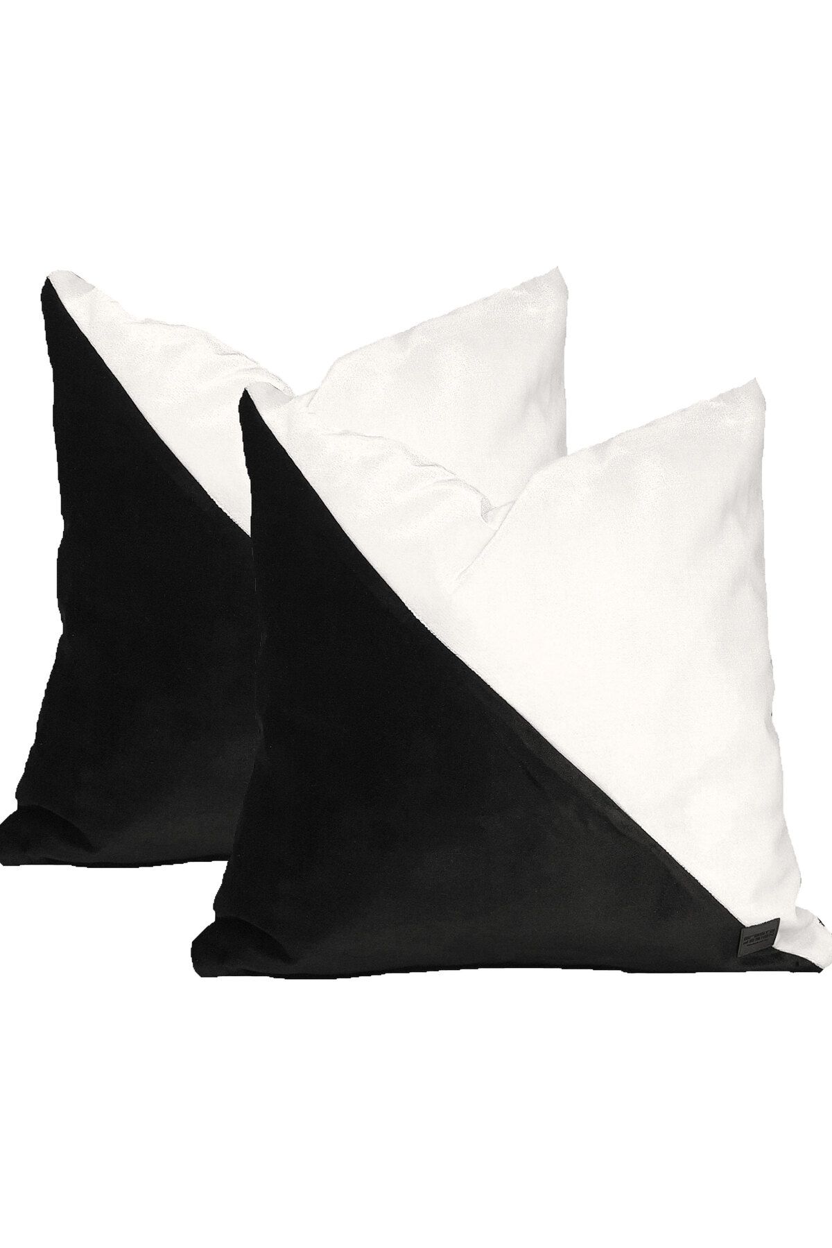 Arasta Design 2'li Set Siyah Beyaz Kadife Kırlent Kılıfı, 43x43 Cm
