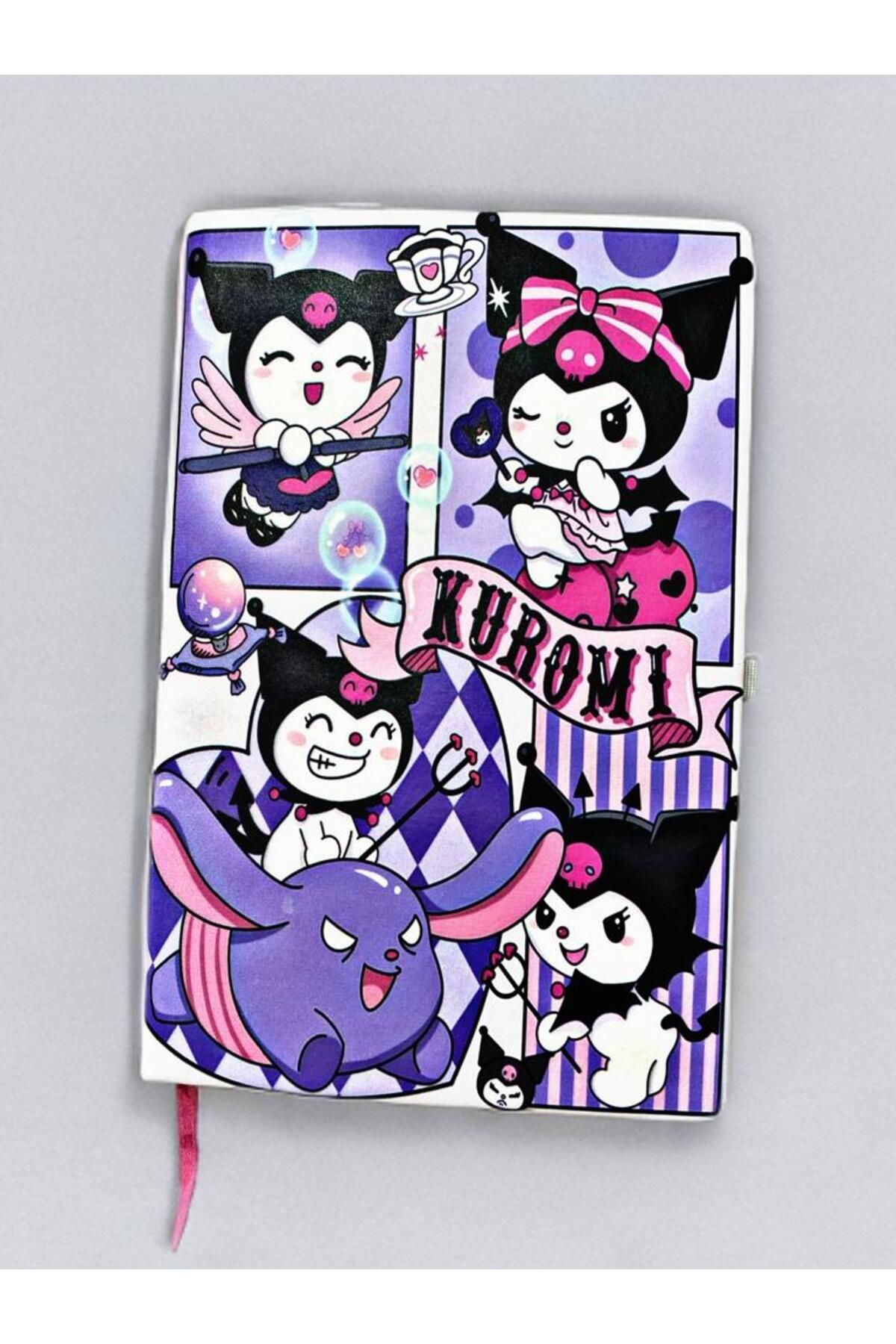 Home Kuromi Temalı DEFTER 13 X 21 cm KAPAKLI LASTİKLİ Çizgili defter.