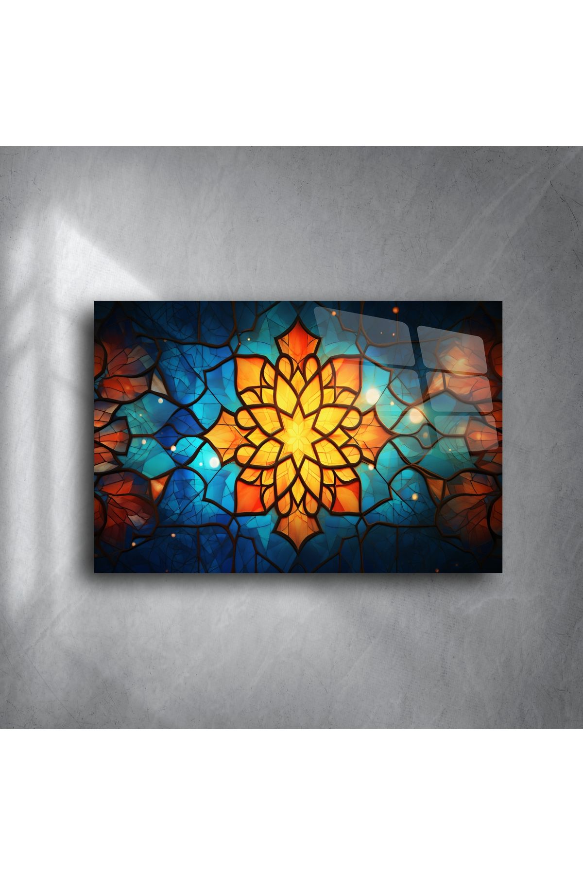 LEYLASER Canlı Mandala Cam Duvar Tablosu