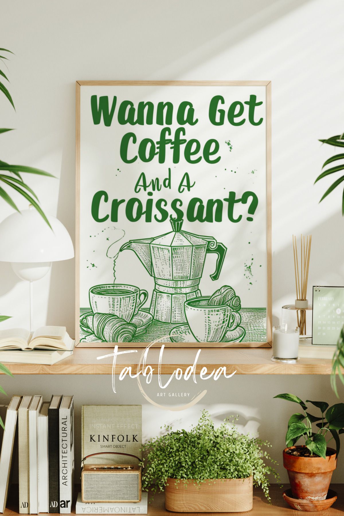 tablodea Modern Kahve Köşesi Dekoru Çerçeveli Poster Tablo, Minimalist Yazılı Dekoratif Bohem Mutfak Tablosu