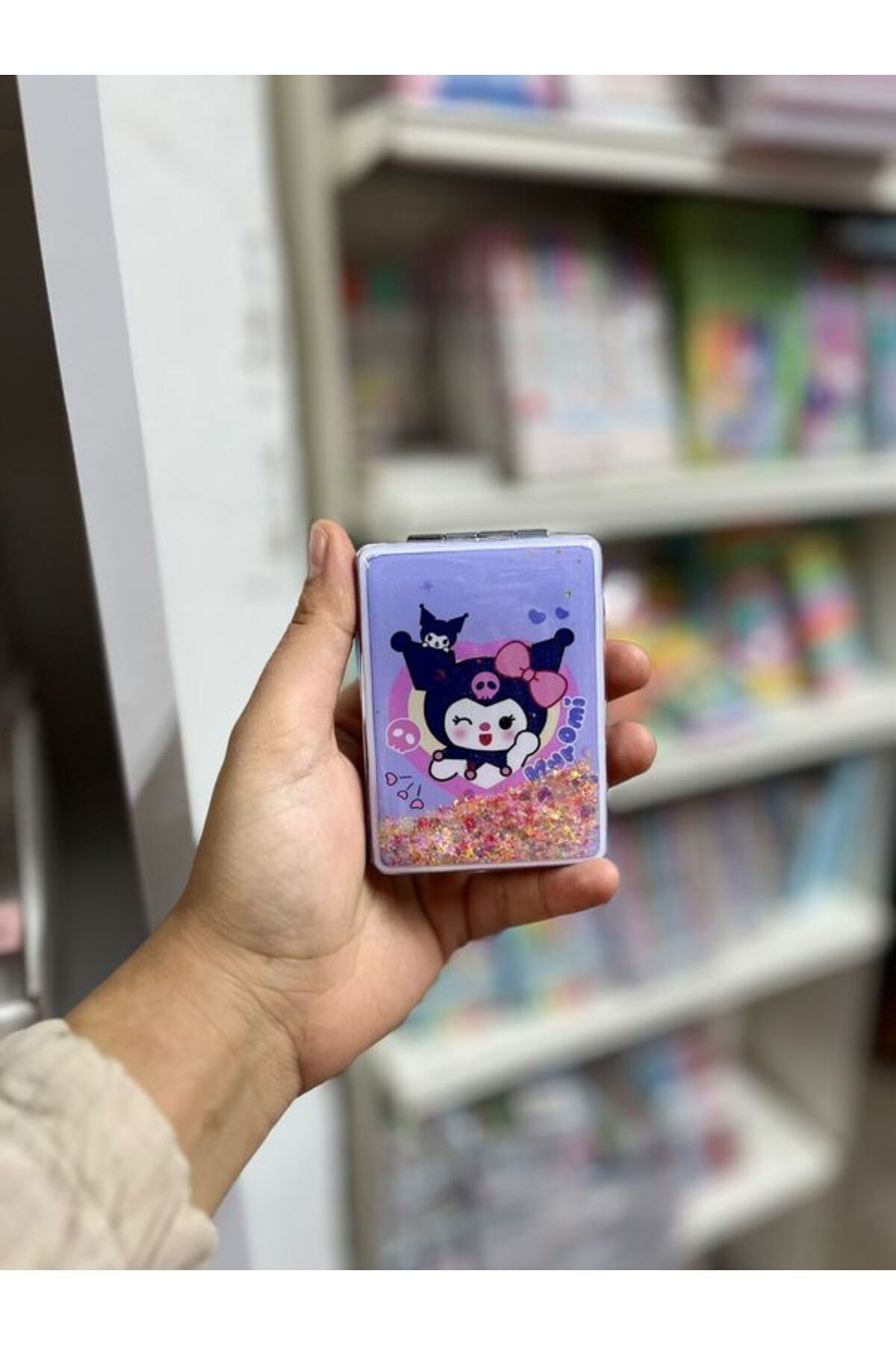 EyER Shoping Kuromi Taşınabilir Pullu Makyaj Aynası Çanta Aynası Ve Cep Aynası Kapaklı