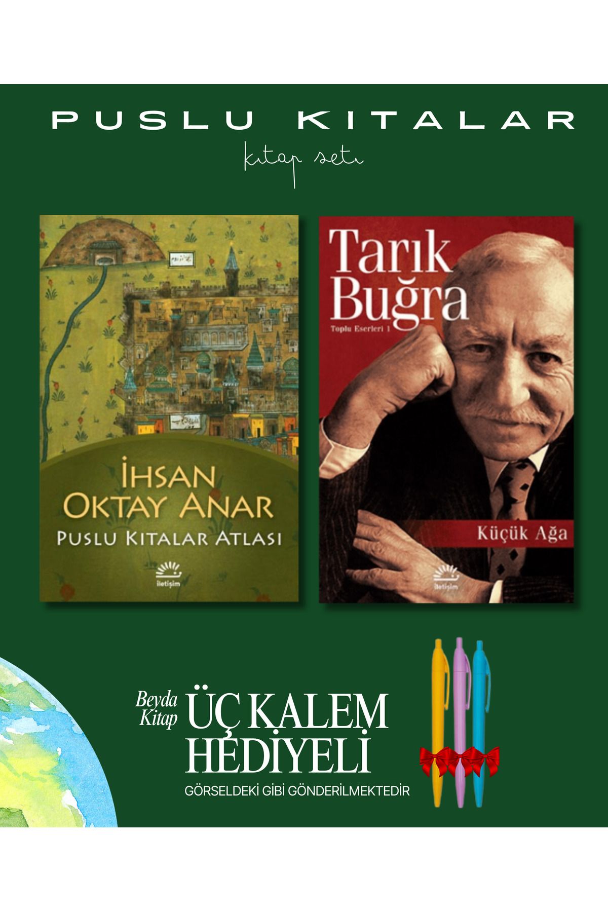 İletişim Yayınları Puslu Kıtalar Atlası - Küçük Ağa - Kitap Seti - İhsan Oktay Anar - Kalem Hediyeli