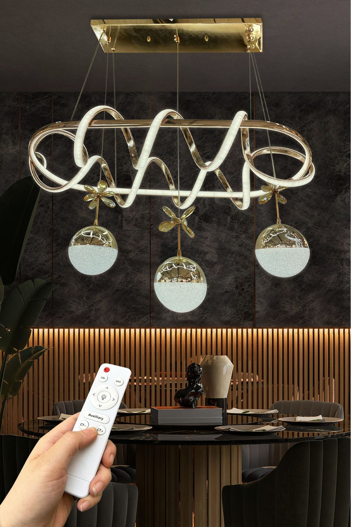 RSCOLLECTIONS Kuzey Yemek Masası 3 Toplu İthal Led Avize