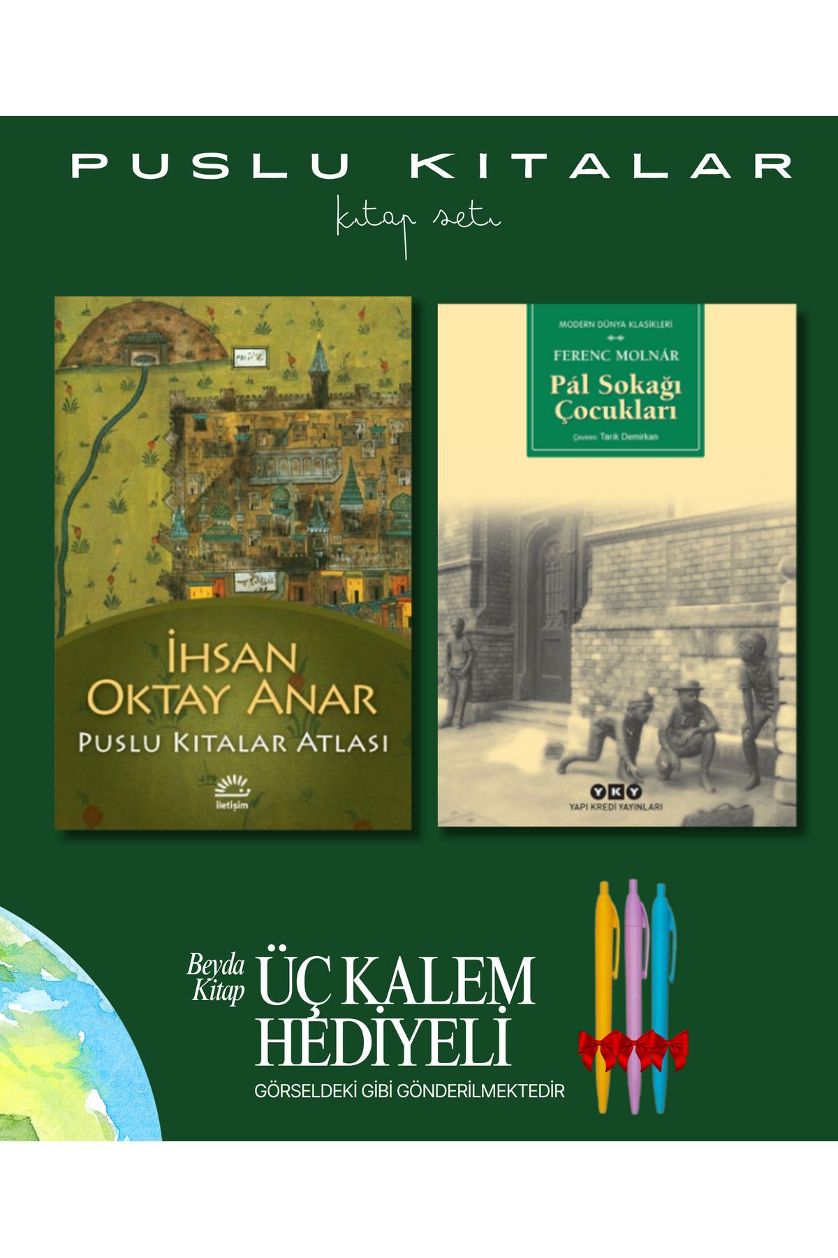 İletişim Yayınları Puslu Kıtalar Atlası - Pal Sokağı Çocukları - Kitap Seti - İhsan Oktay Anar - Kalem Hediyeli