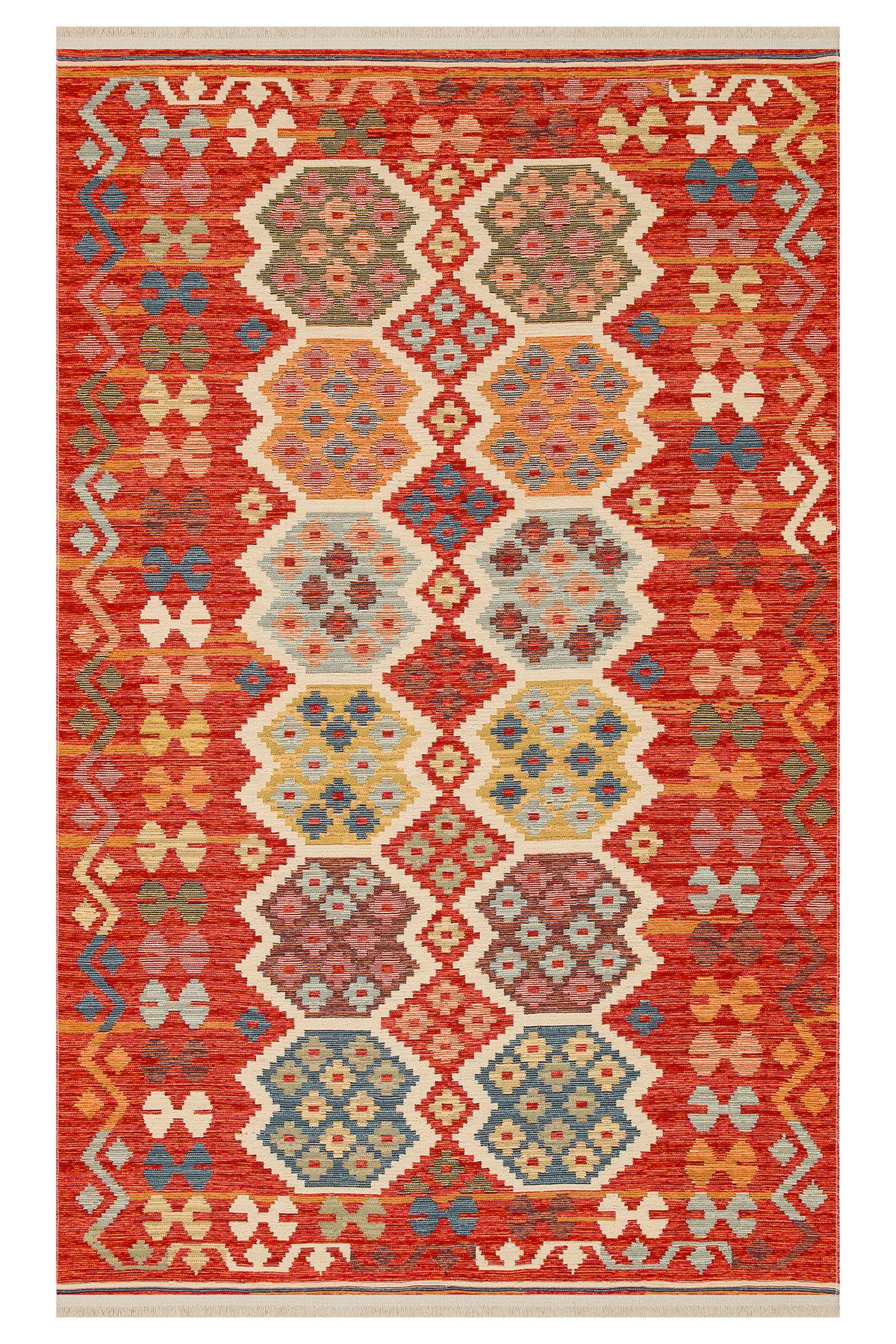 DOGANLAR ANTIQ NOMADE 03 RED Pamuklu,Çift Taraflı Kullanıma Uygun Yıkanabilir Otantik Kilim