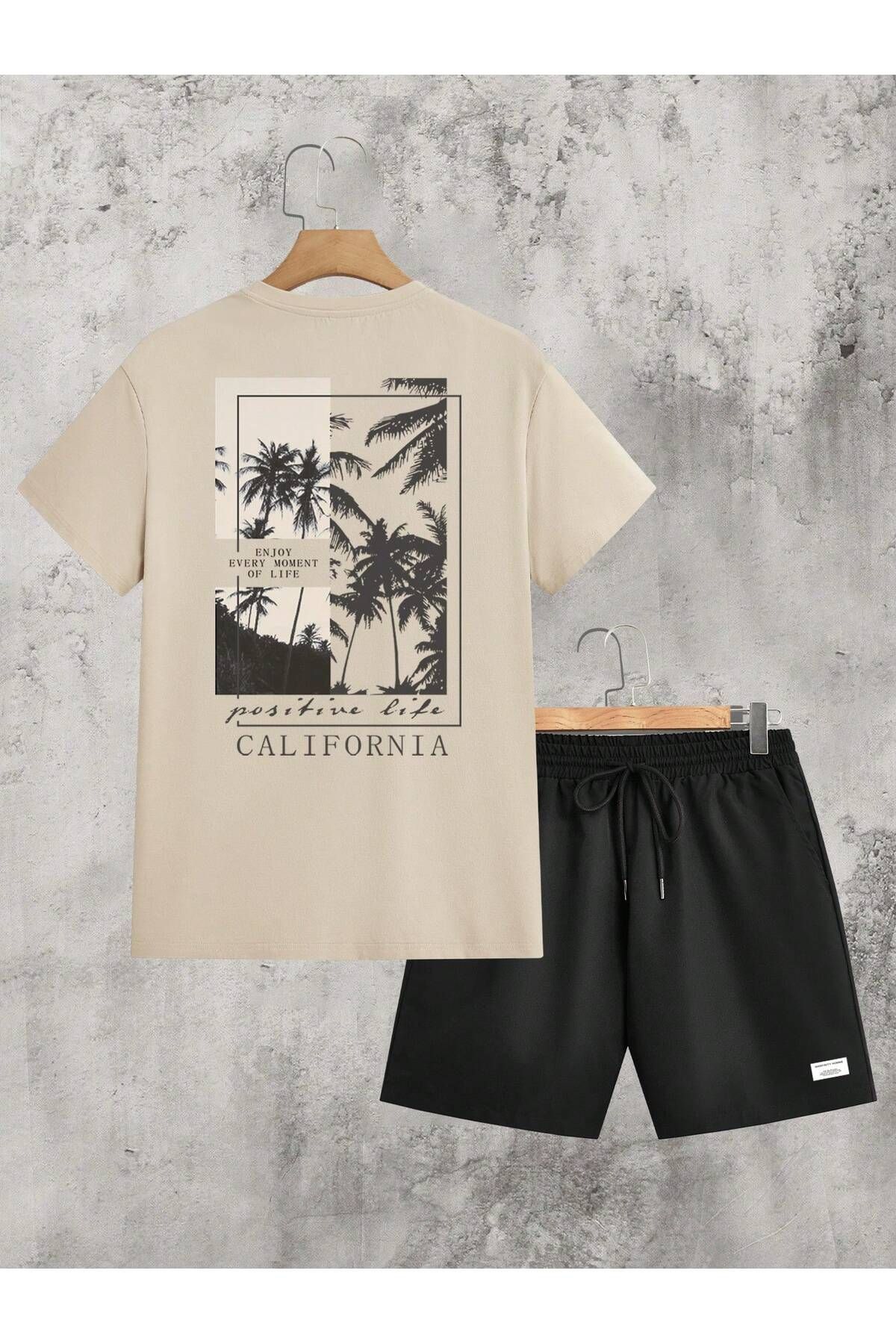 Velostra Unixsex T-shirt ve Şort ikili takım California baskılı