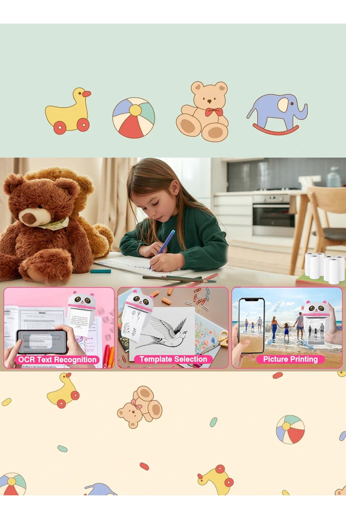 KidLe-Mini Pocket Panda printer Bluetooth Wireless Smart Printer with Android APP z2P 4