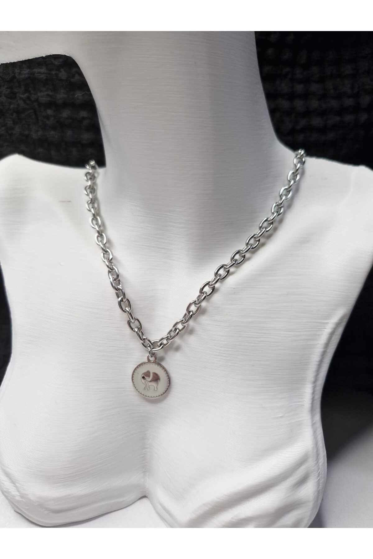 Palk Store Çelik Fil Zincir Kolye Gümüş