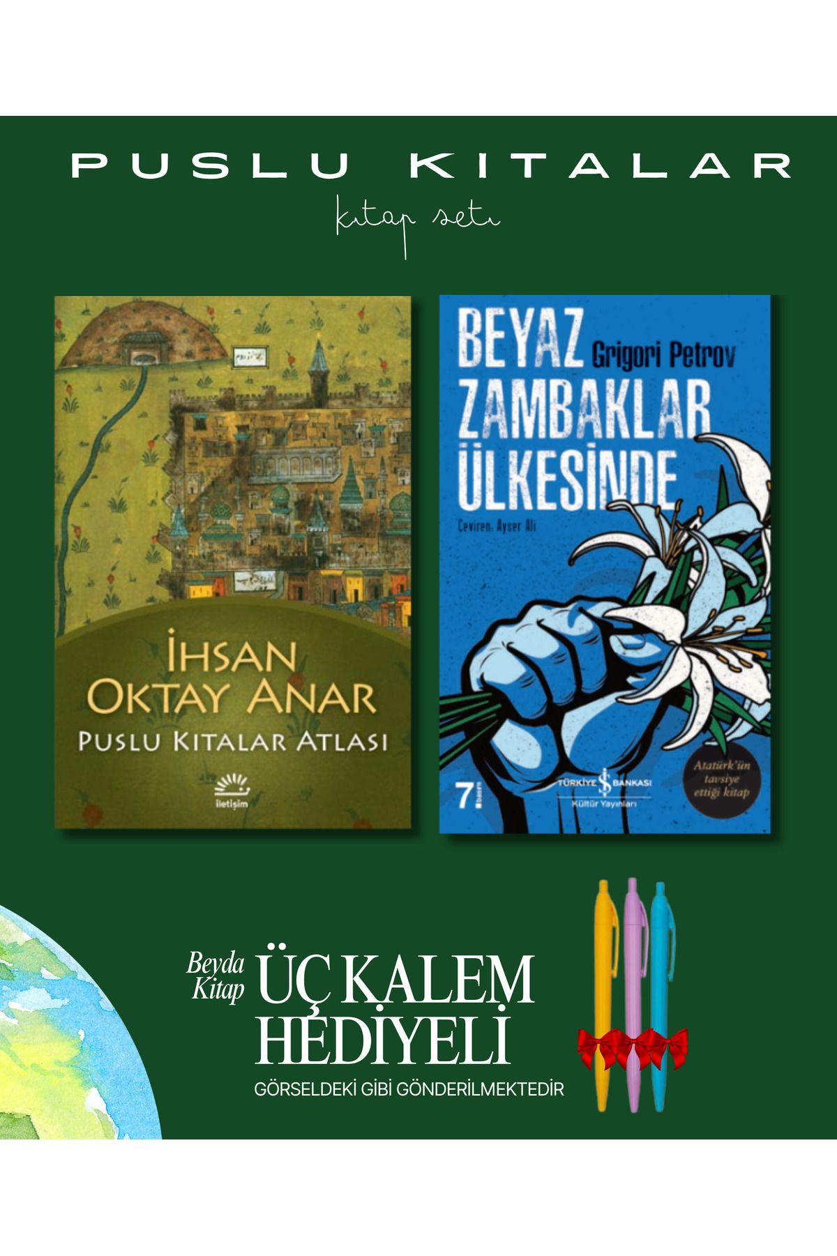 İletişim Yayınları Puslu Kıtalar Atlası - Beyaz Zambaklar Ülkesinde - Kitap Seti - İhsan Oktay Anar - Kalem Hediyeli