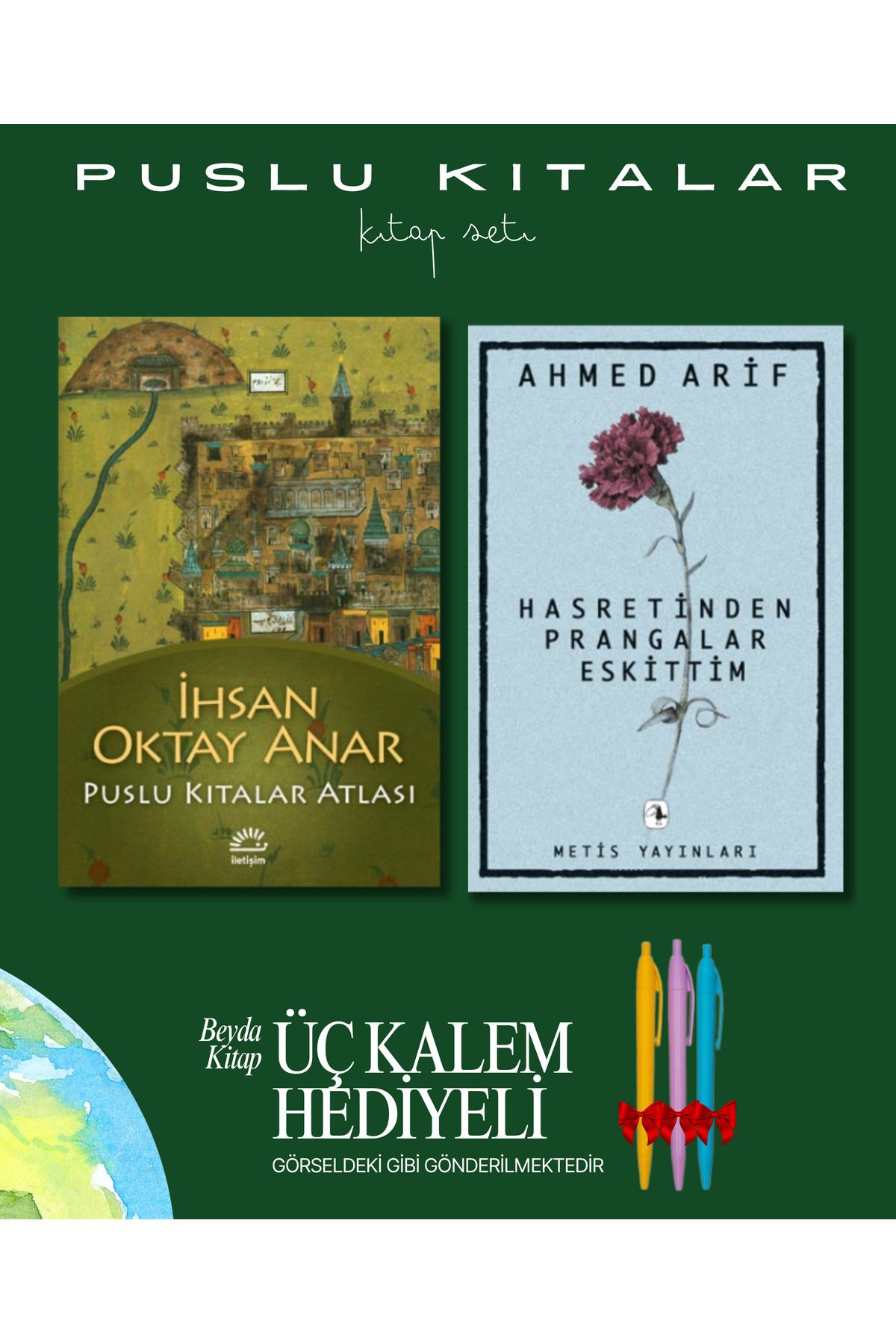 İletişim Yayınları Puslu Kıtalar Atlası - Hasretinden Prangalar Eskittim - Kitap Seti - İhsan Oktay Anar-Kalem Hediyeli