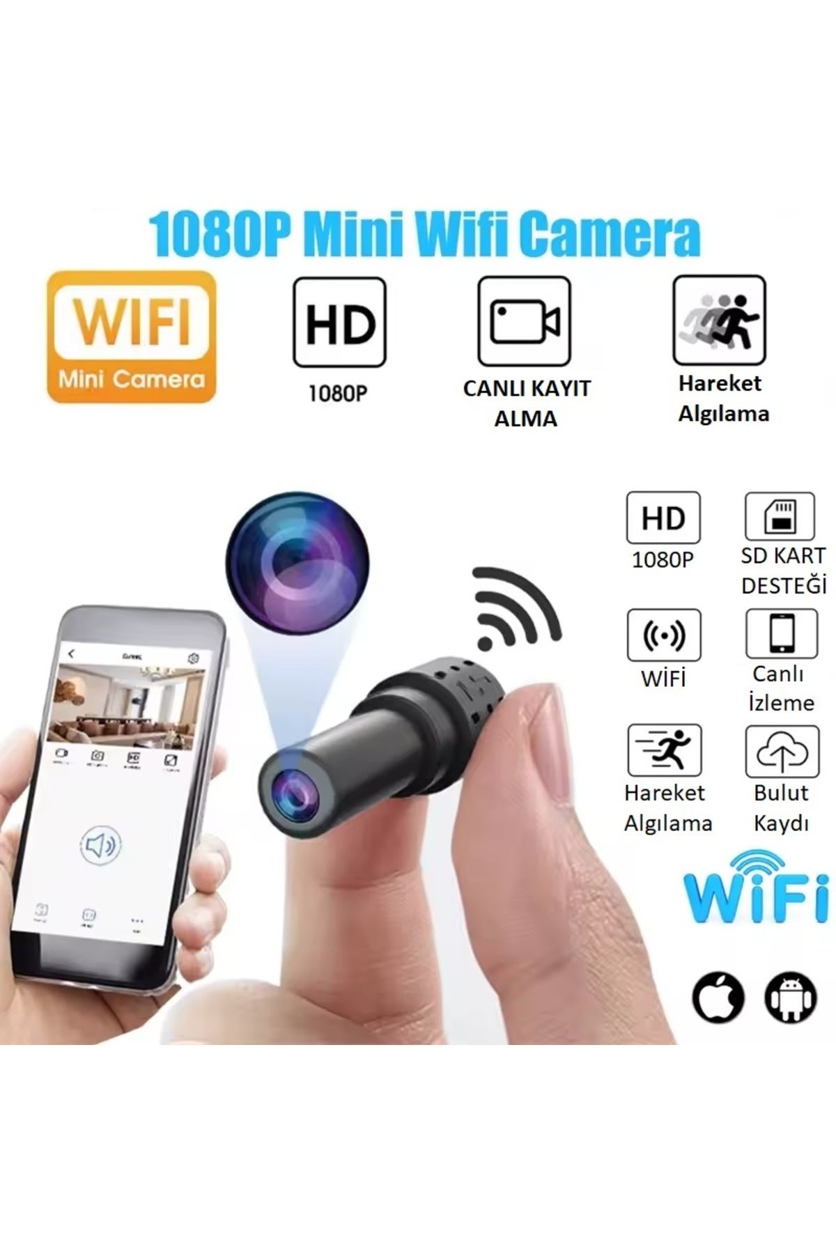 Nexaro WiFi Destekli HD Mini Kamera Geniş Açı Hareket Algılama