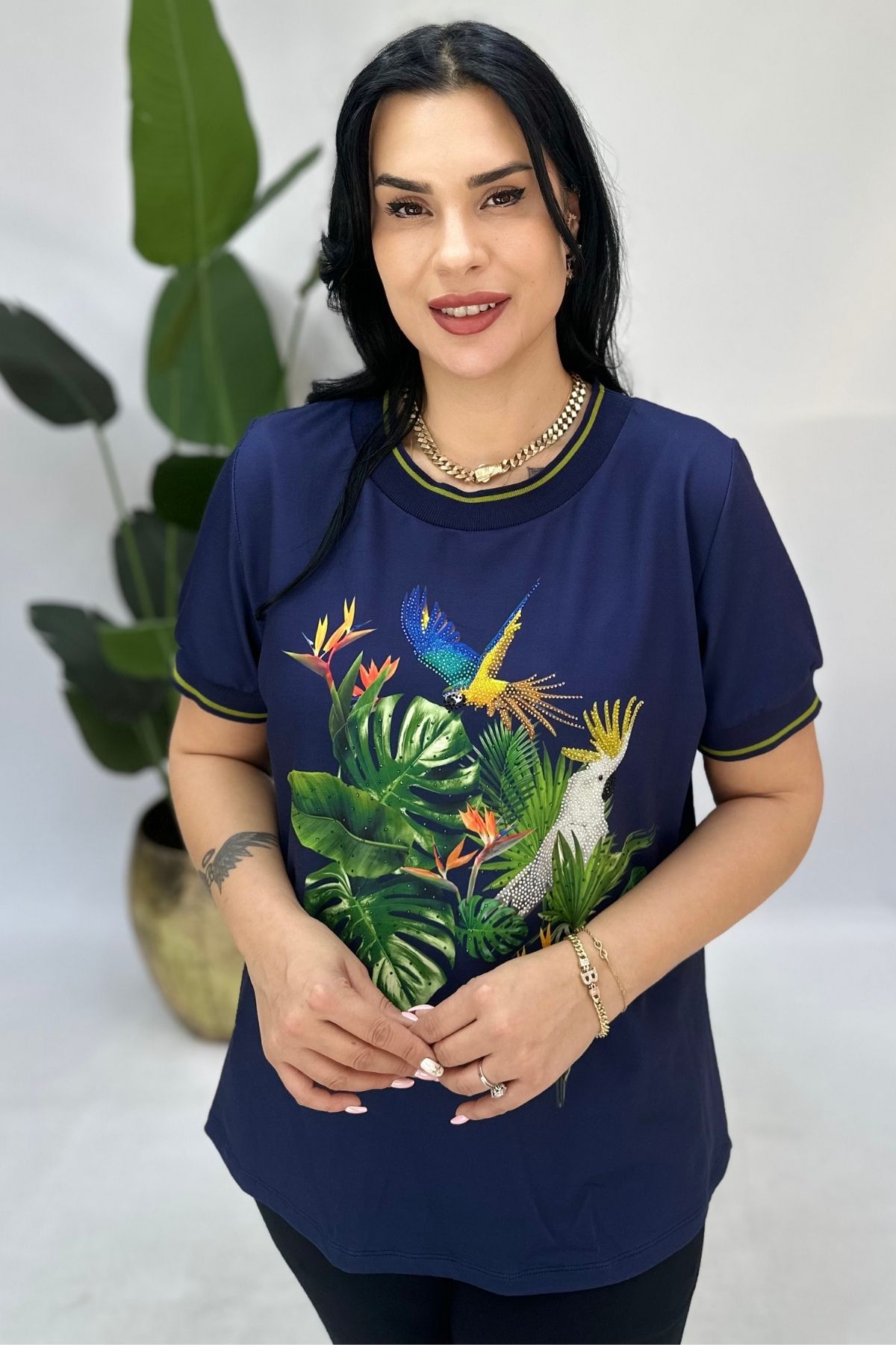 GÖKSEL DİJİTAL BASKILI RENKLİ BLUZ BÜYÜK BEDEN