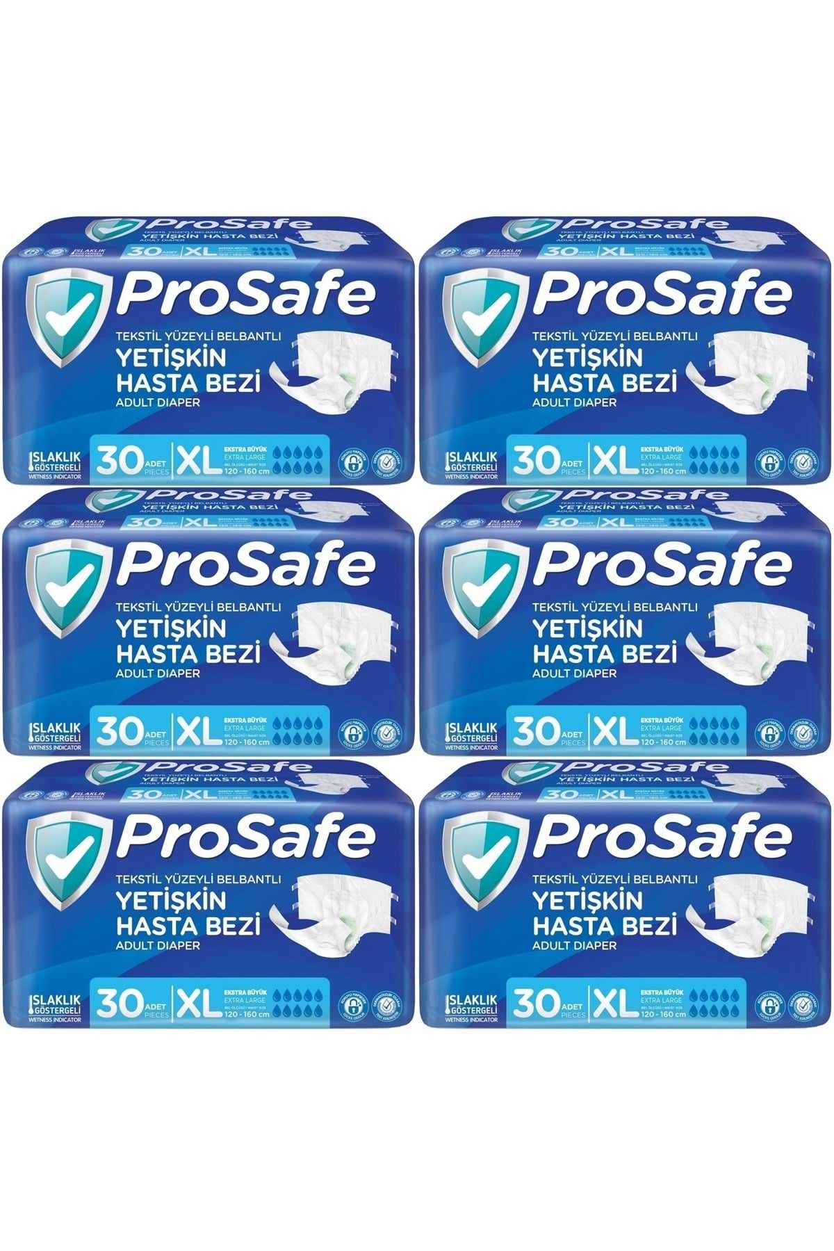 PROSAFE Hasta Bezi Yetişkin Bel Bantlı Tekstil Yüzey XL-Extra Large Boy 180 Adet (6PK*30)