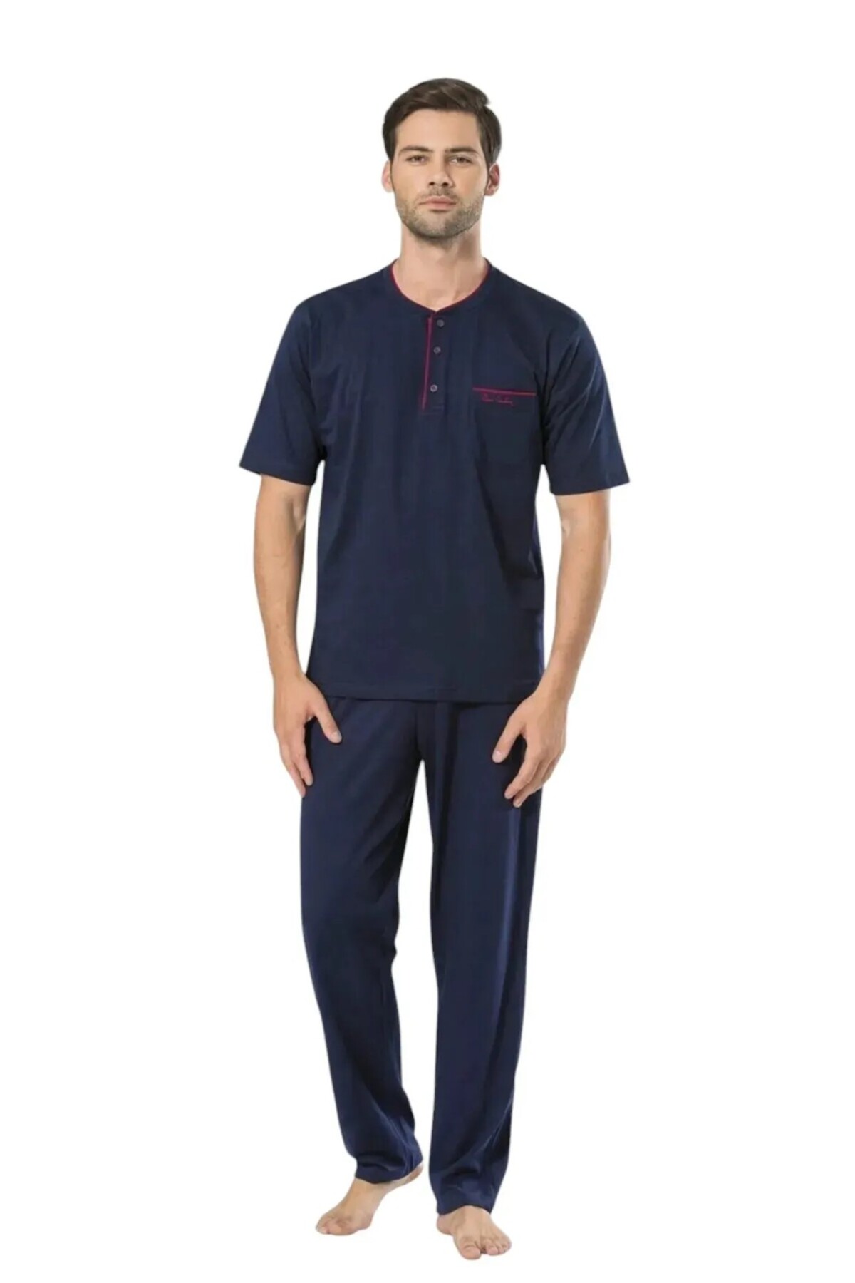 ست پیژامه مردانه راسته فاق کوتاه آستین کوتاه | پیر کاردین Pierre Cardin O1.L0.I2.VPC.24 - تصویر 2