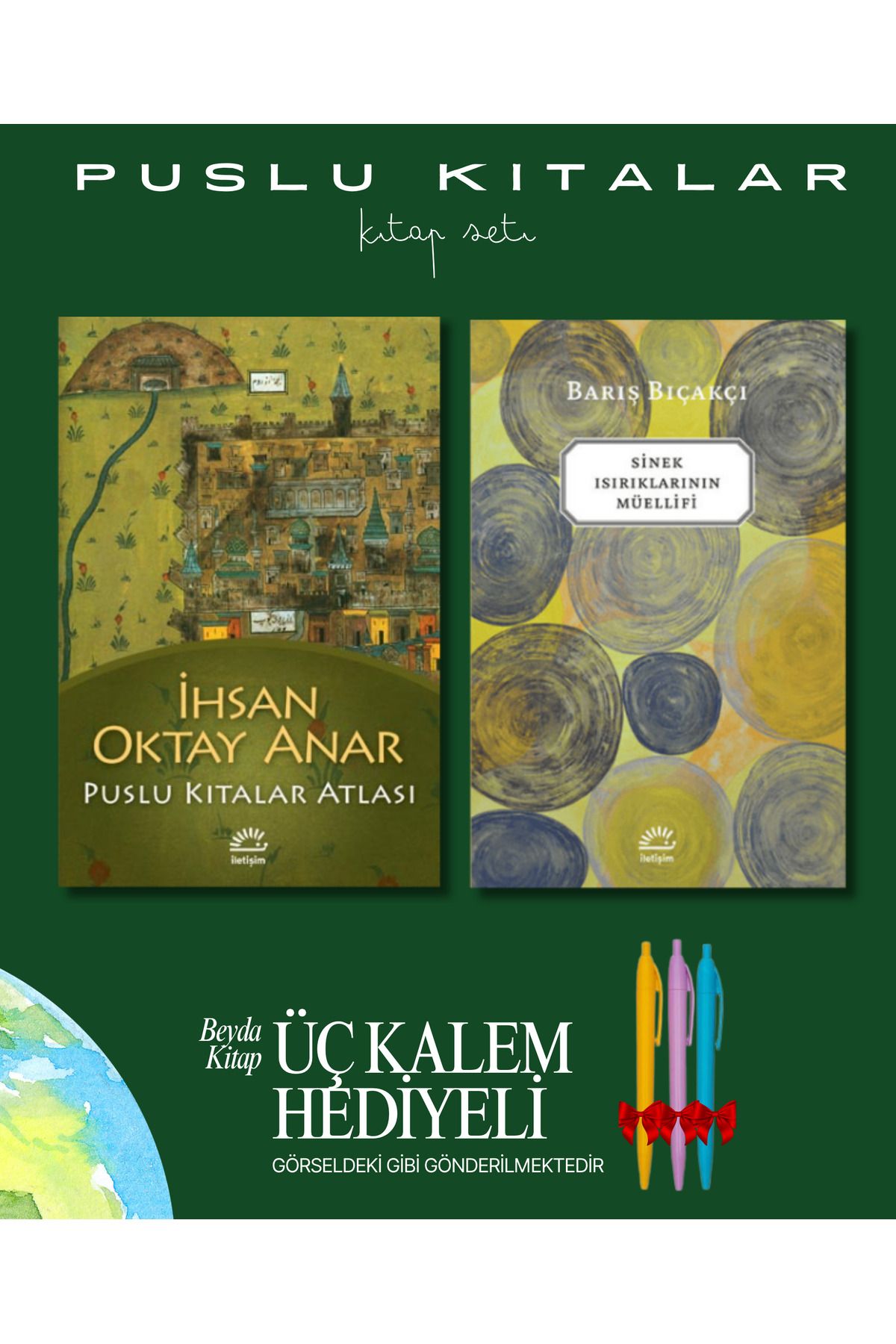 İletişim Yayınları Puslu Kıtalar Atlası - Sinek Isırıklarının Müellifi - Kitap Seti - İhsan Oktay Anar - Kalem Hediyeli
