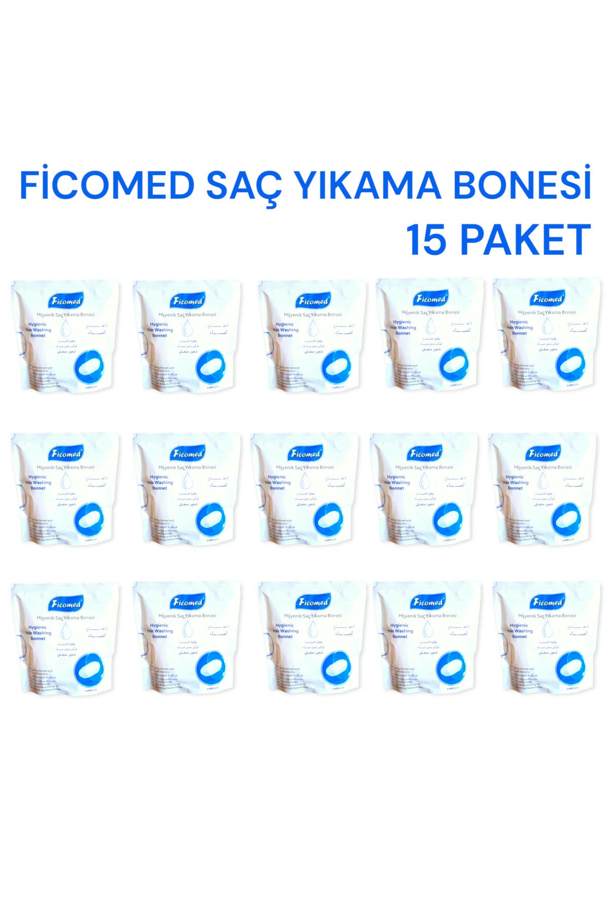 Ficomed Hijyenik Saç Yıkama Bonesi ( 12 + 3 Paket )