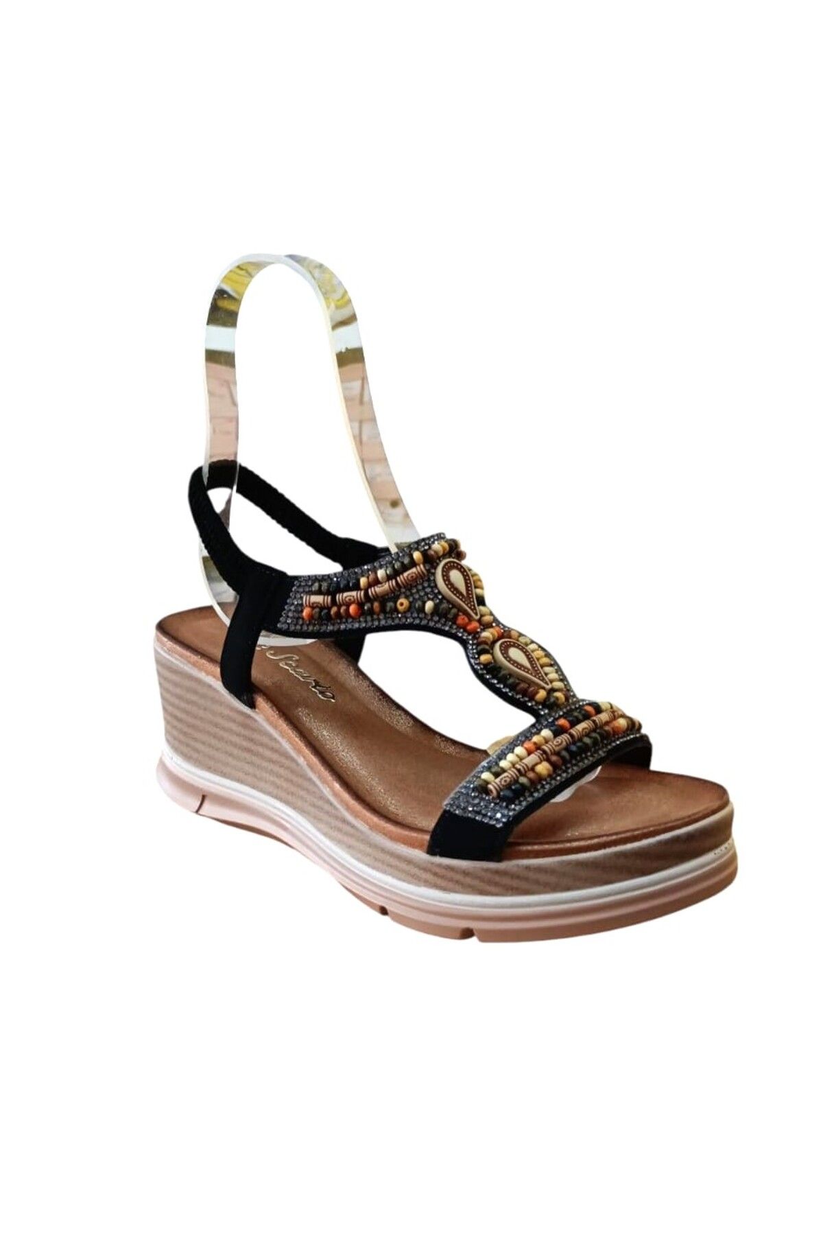 De Scario De Scarıo 1060 Kadın Taşlı Dolgu Topuklu Comfort Sandalet