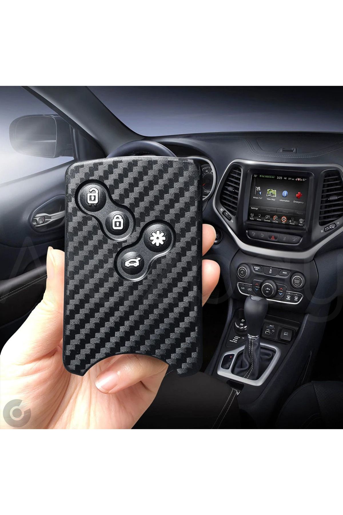 Alazpay Renault Clio Megane Captur Koleos Fluence Laguna Karbon Desenli TPU Anahtar Kılıfı