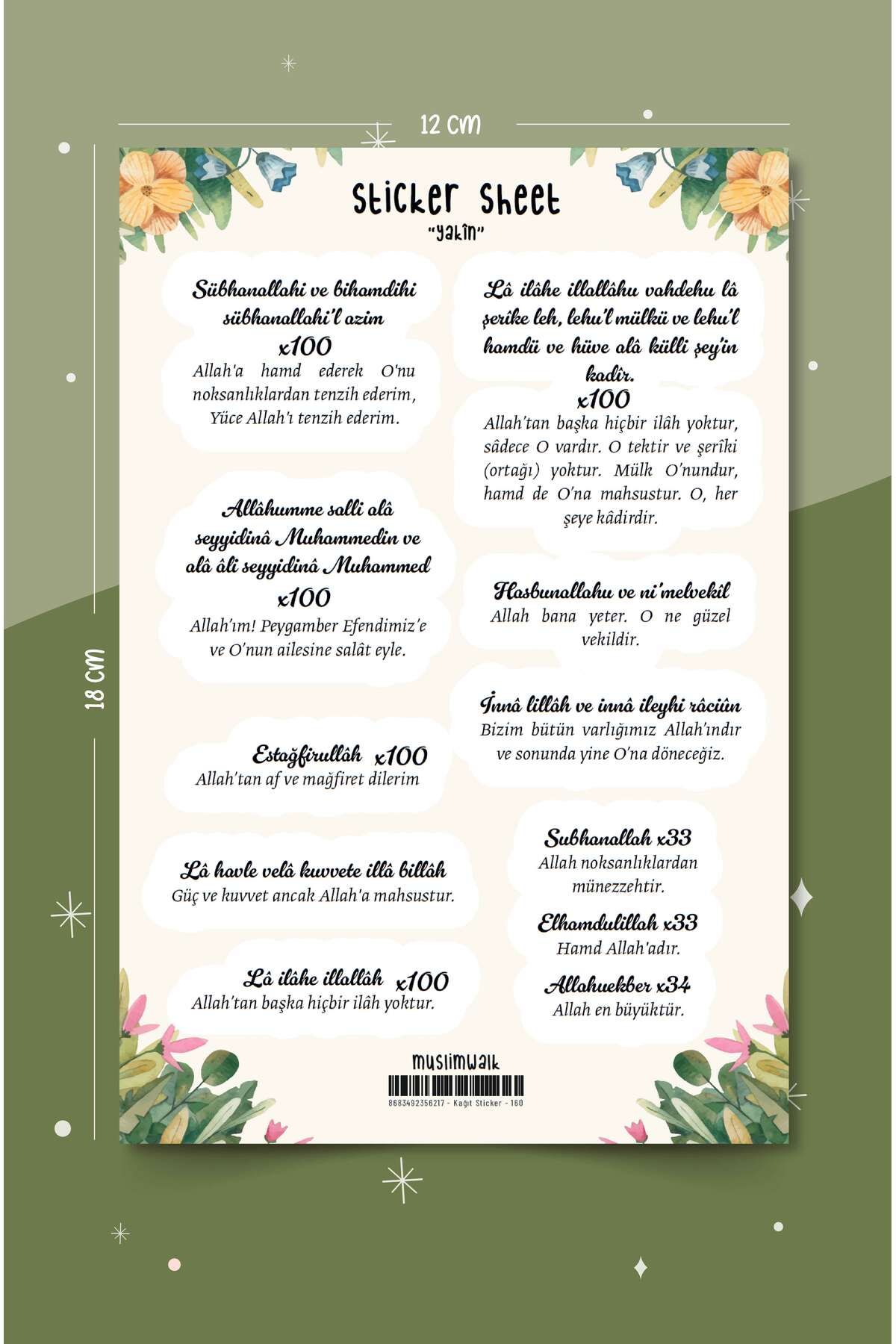 MuslimWalk Yakîn – Günlük Zikirler – Sticker Seti #160