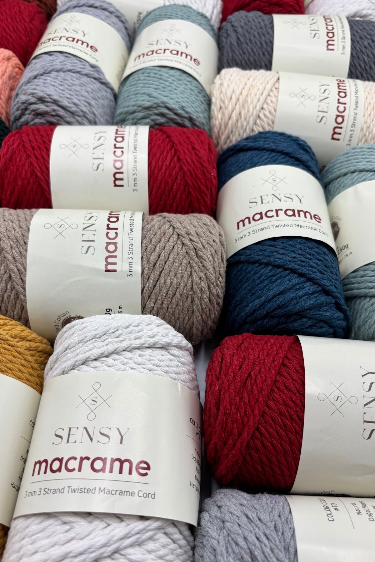 SENSY-Premium 3 Twist Cotton Carded Macrame Cardable Macrame Rope Hobby Rope Three Twist Mustard 5