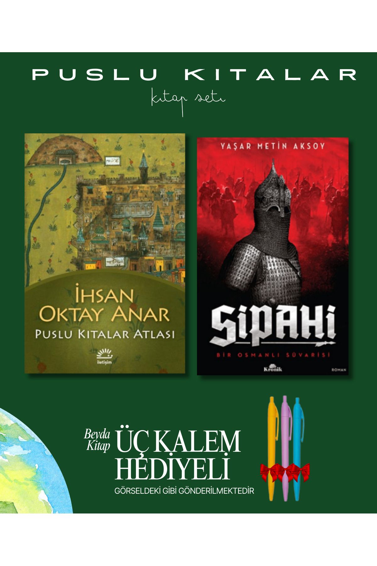 İletişim Yayınları Puslu Kıtalar Atlası - Sipahi - Kitap Seti - İhsan Oktay Anar - Kalem Hediyeli