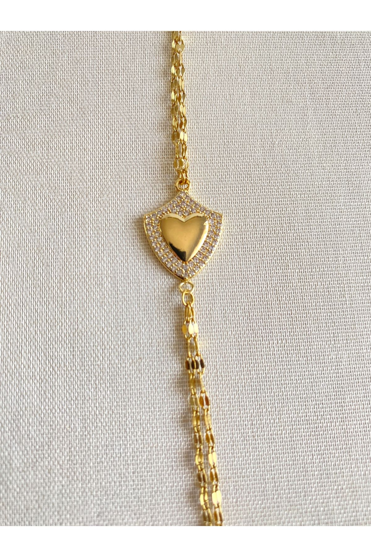 FIERA JEWELRY Kalp Detay Zirkon Taşlı Paslanmaz Çelik Şahmeran