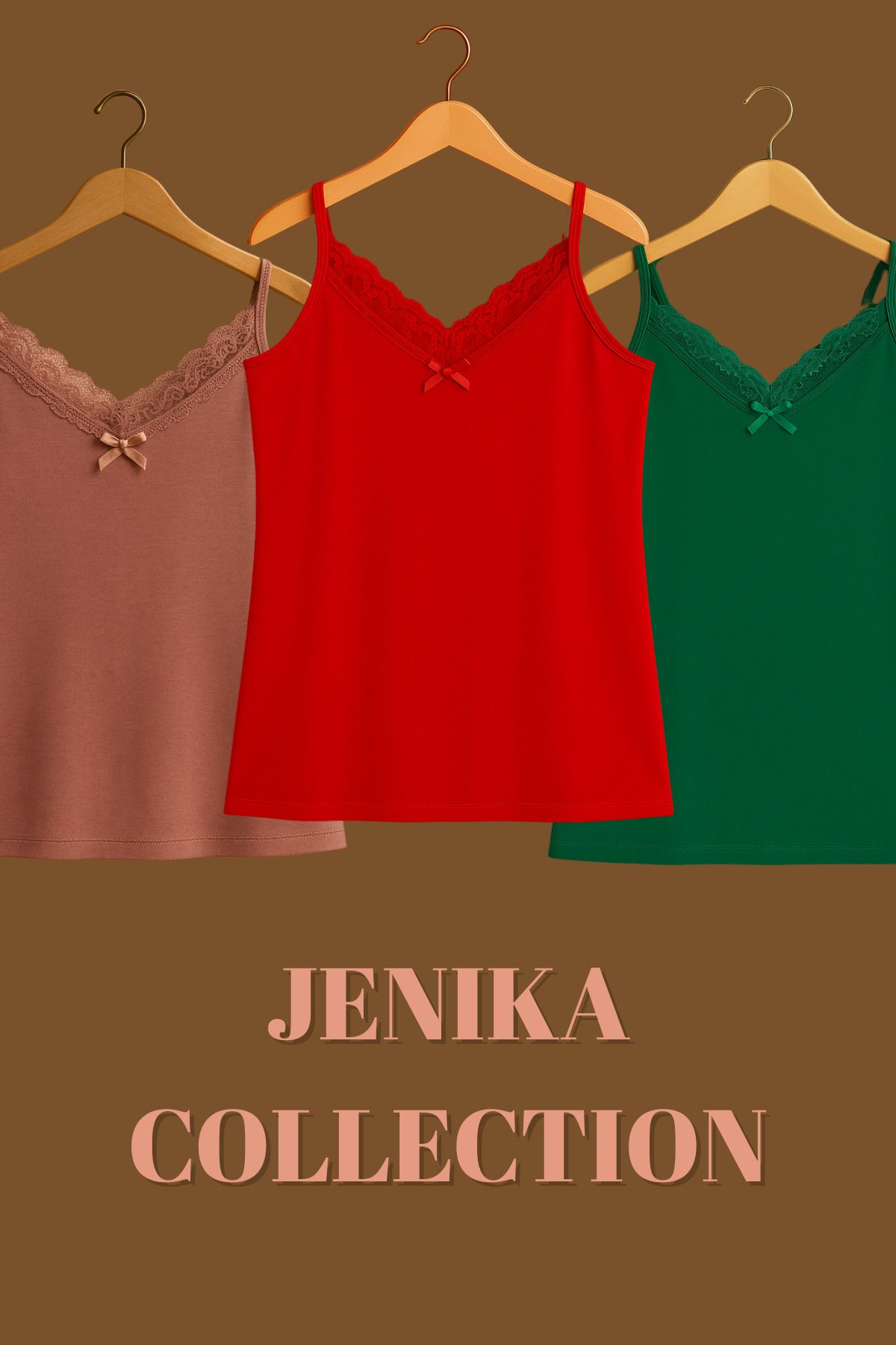 JENİKA Düz Renk Pamuklu İp Askılı Kadın 3 lü Atlet