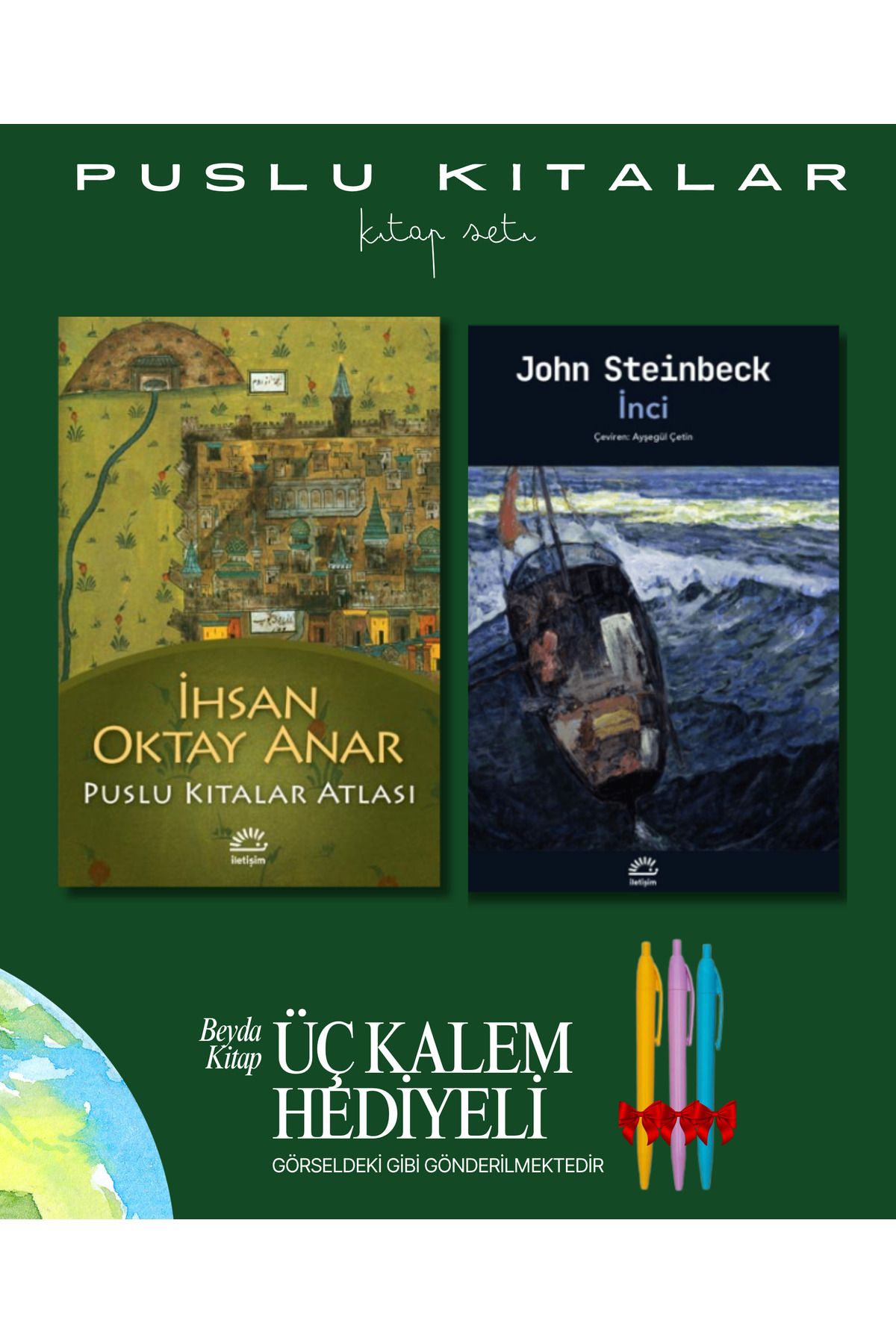 İletişim Yayınları Puslu Kıtalar Atlası - İnci - Kitap Seti - İhsan Oktay Anar - Kalem Hediyeli