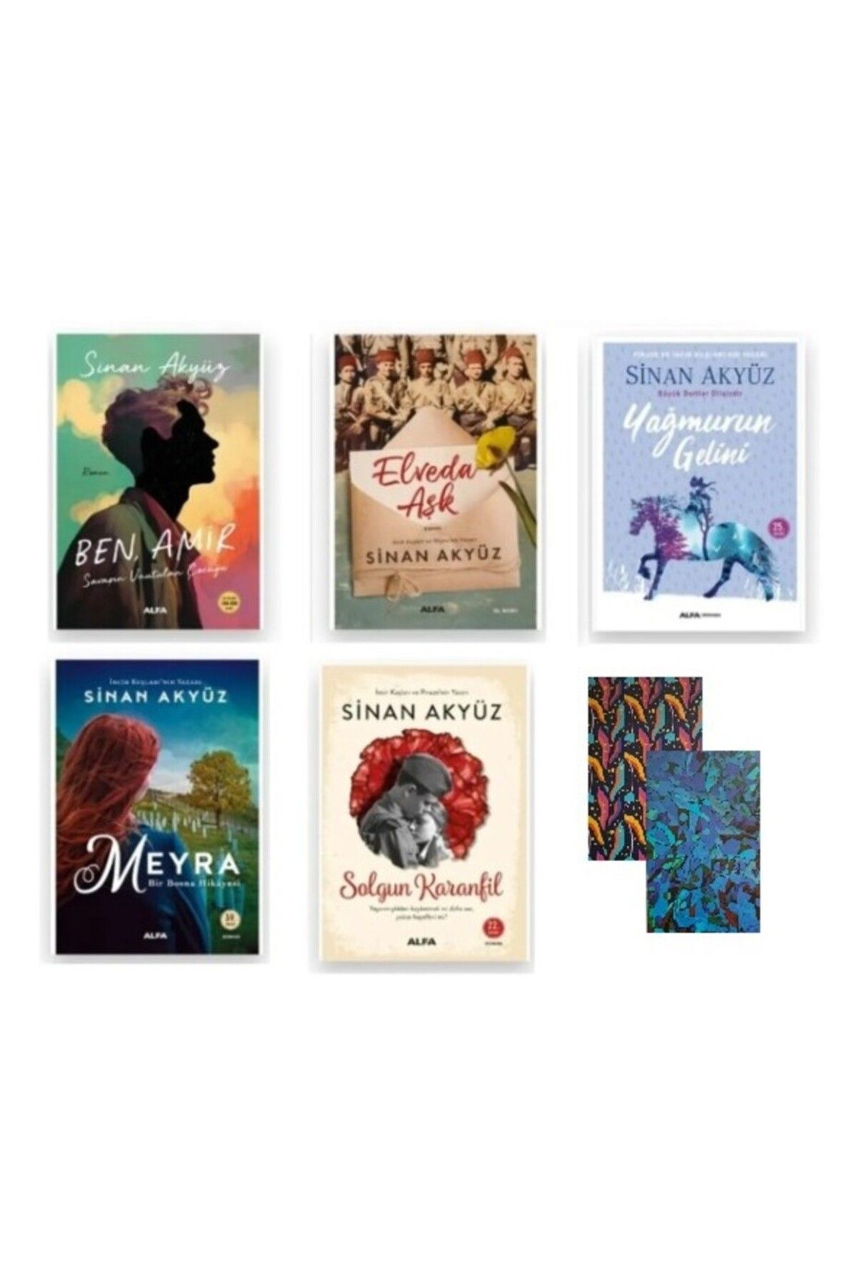 Alfa Yayınları Sinan Akyüz 5 Kitap SET- Ben Amir-Elveda Aşk-Meyra+2 Kitap + 2 Adet Not Defteri HEDİYE
