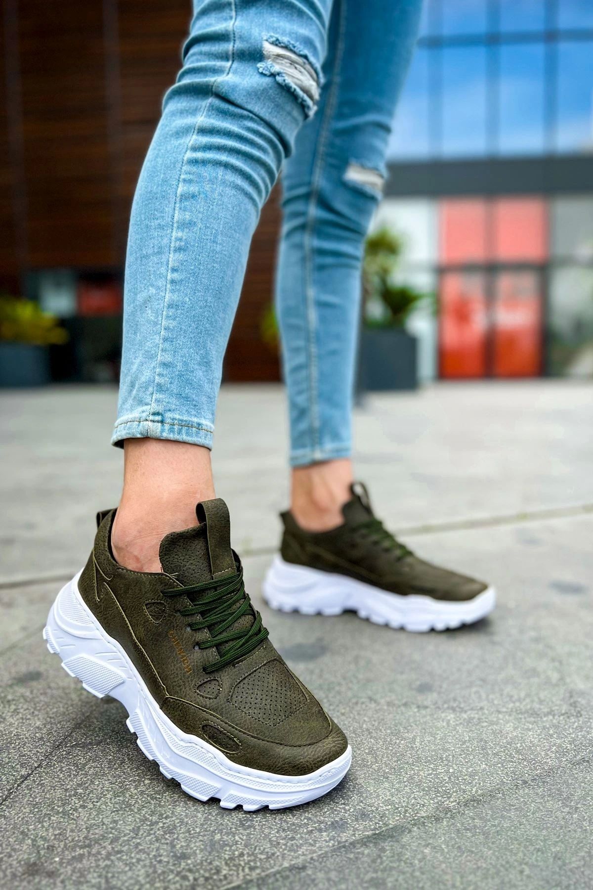 OurStyles CH089 CBT Low Top Lace Up Erkek Ayakkabı HAKI