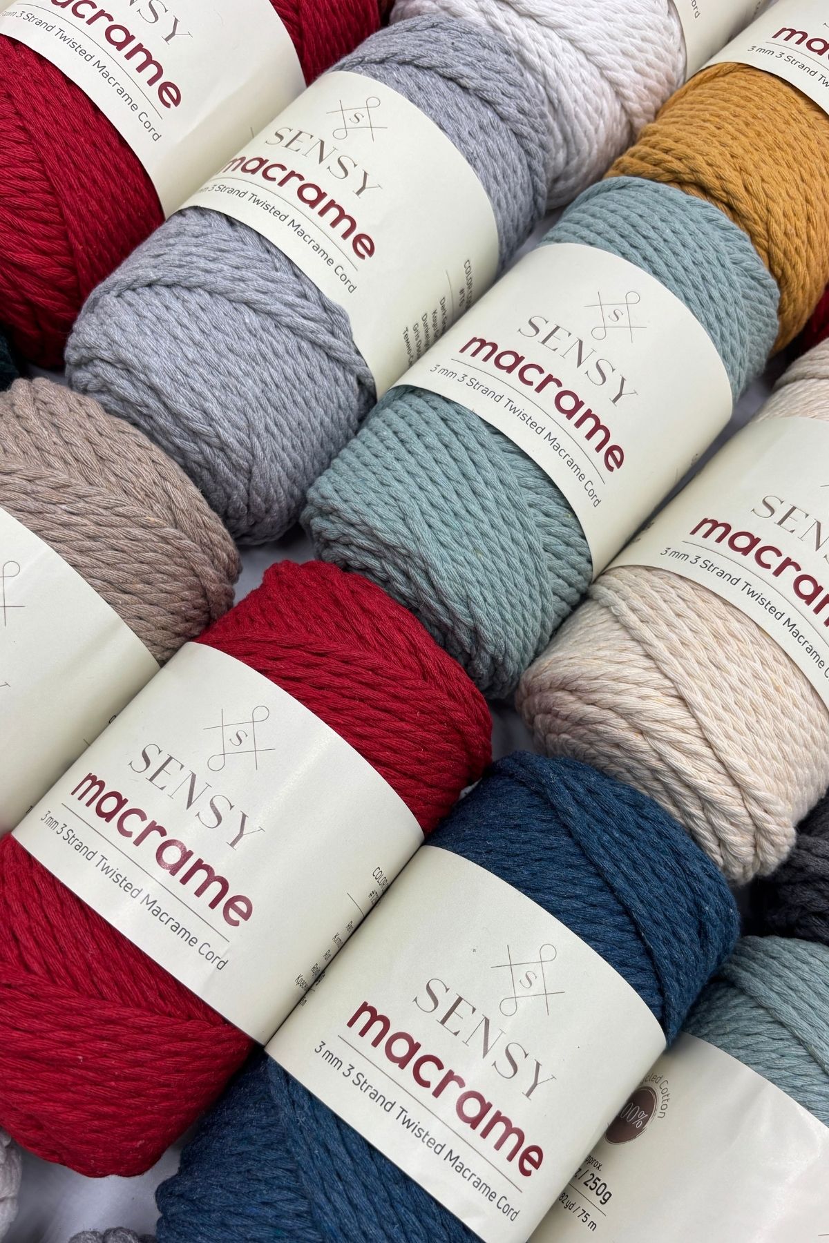 SENSY-Premium 3 Twist Cotton Carded Macrame Cardable Macrame Rope Hobby Rope Three Twist Mustard 6