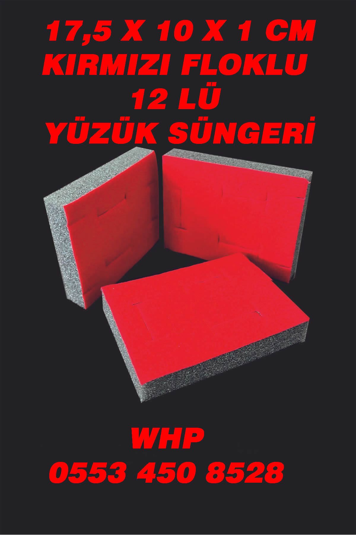 ÇUKUROVA ÜTÜ 12 lü KIRMIZI Yüzük Süngeri 17.5 cm X 10 CM X 1 CM (Yüzük Kutusu İçin)