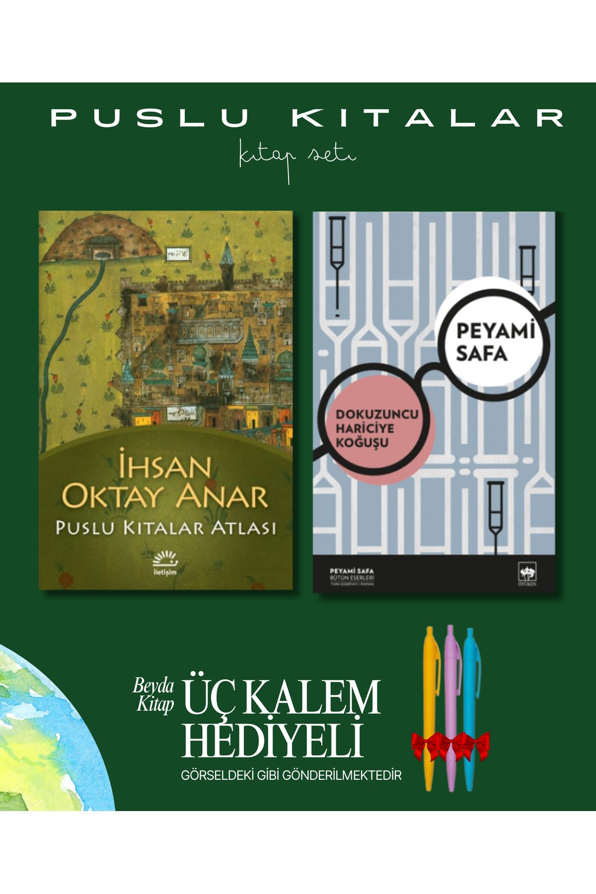 İletişim Yayınları Puslu Kıtalar Atlası - Dokuzuncu Hariciye Koğuşu - Kitap Seti - İhsan Oktay Anar - Kalem Hediyeli