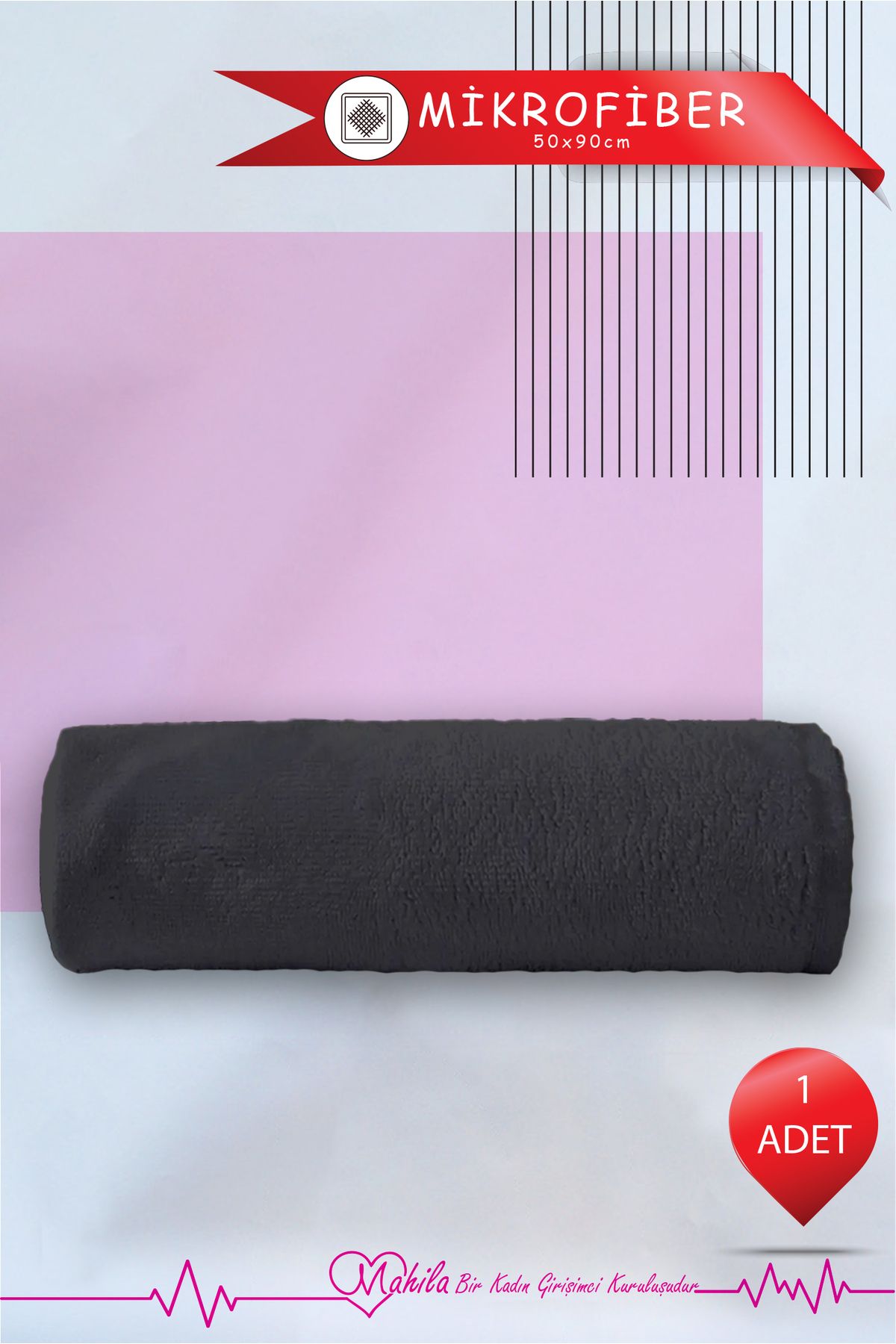 Mahila 1 Adet 50x90 Mikrofiber Havlu, Premium Havlu, Spor Havlusu, Fitness Havlusu, Berber Kuaför Havlusu