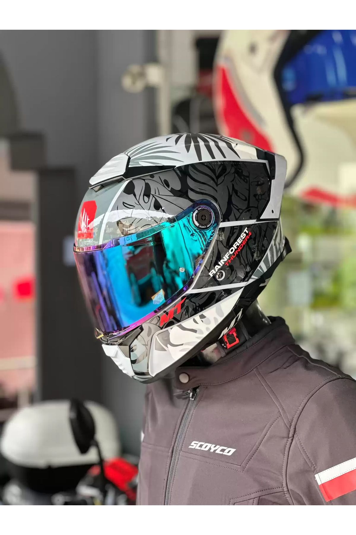 MT KASK THUNDER 4 SV FF118SV RAİN FOREST C2 GLOSS ŞEFFAF VİZÖRLÜ