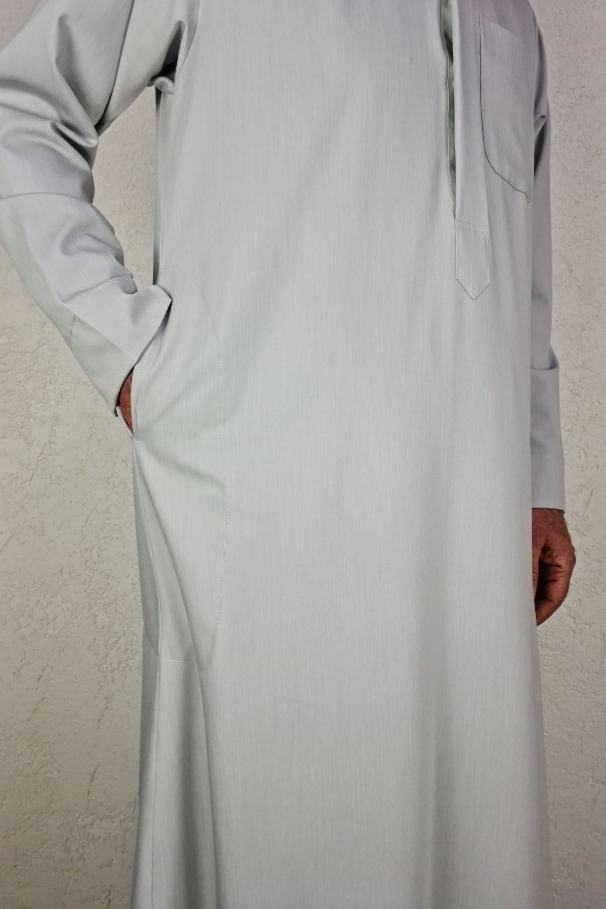 Royal Attire-Hajj Umrah Clothes/Front Buttons Hidden and Long Sleeves Without Buttons with Pockets/Prayer Robe/Men's Fistan 6