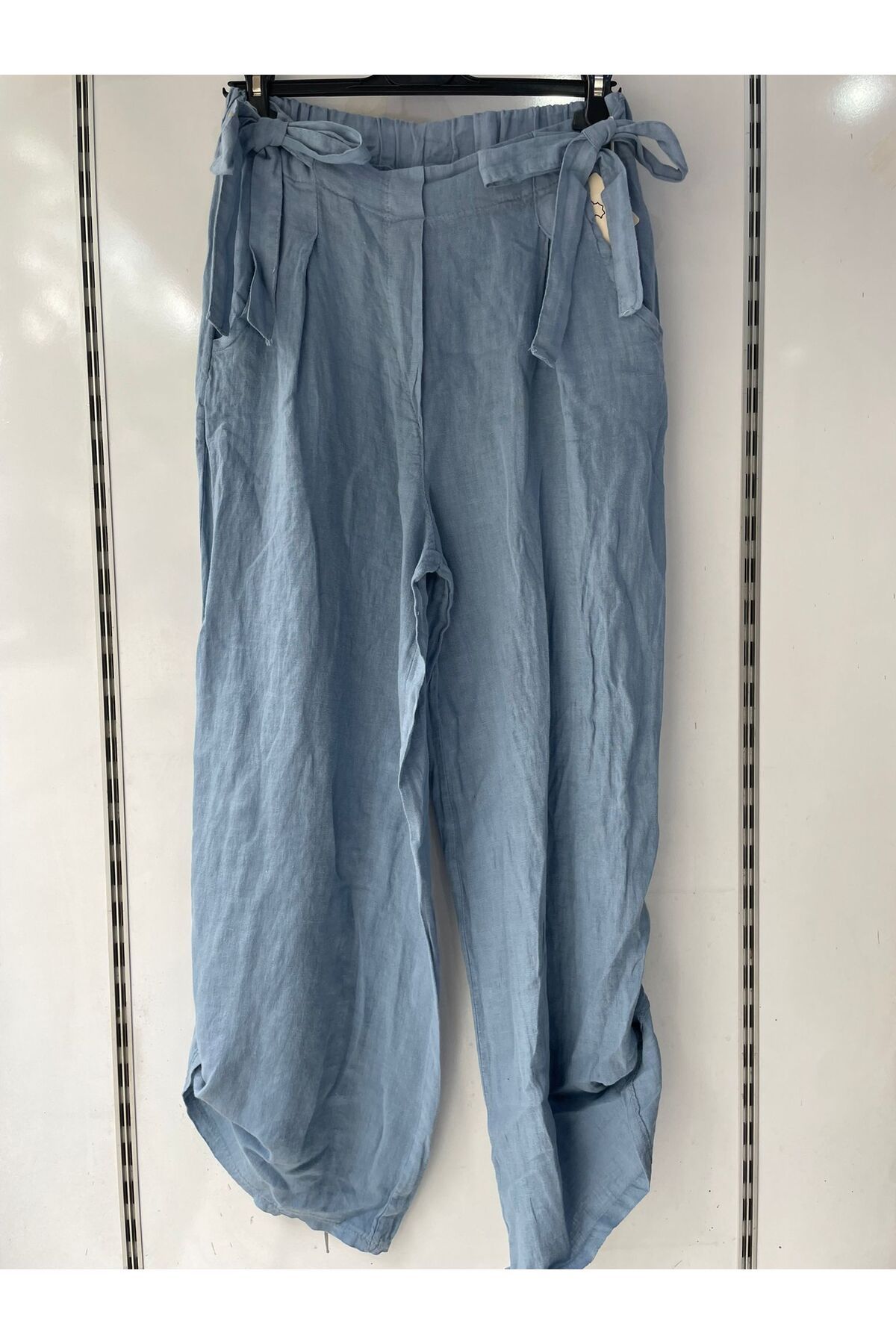Gezginimport Keten Pantolon Fiyonk Detaylı Ham Keten