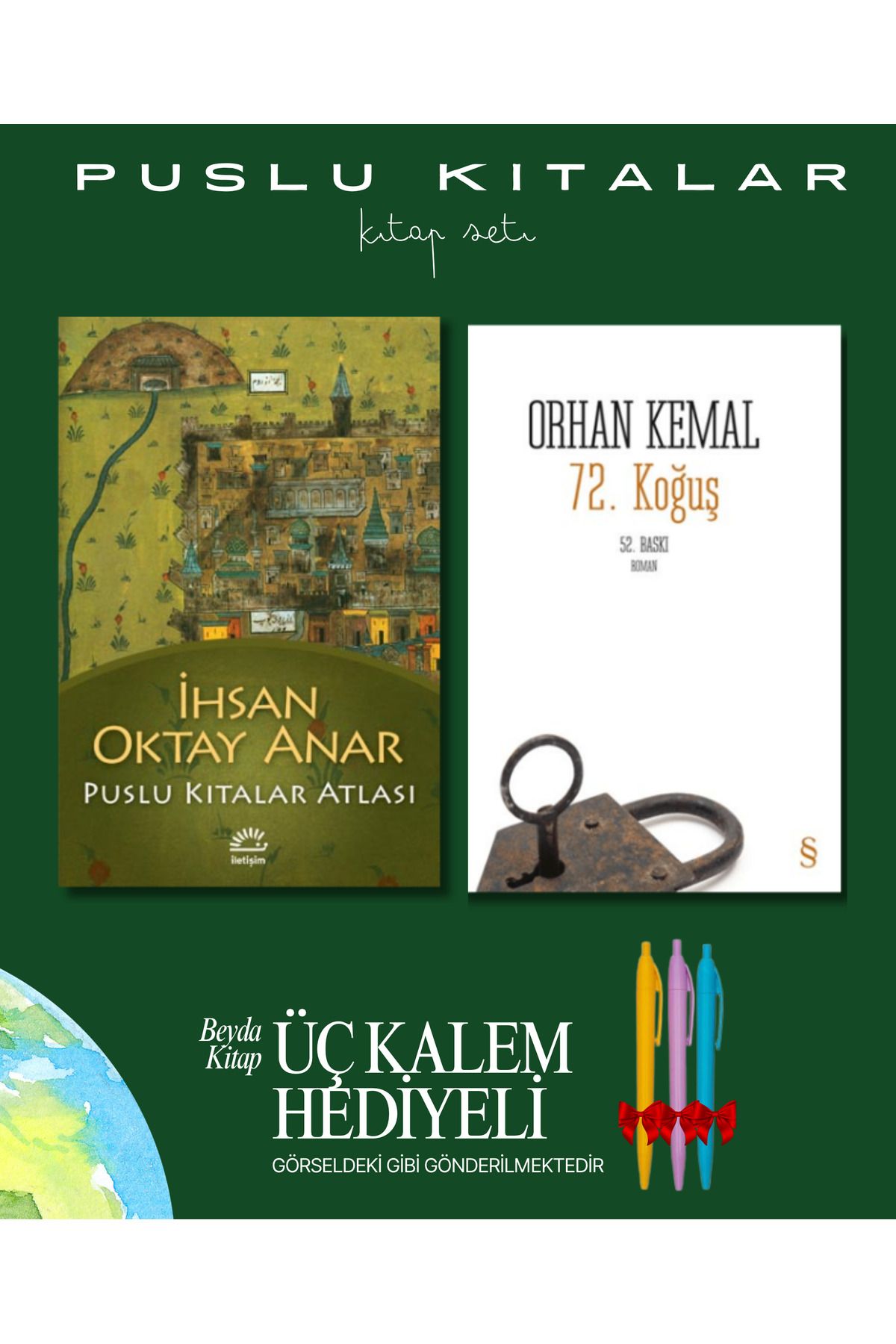 İletişim Yayınları Puslu Kıtalar Atlası - 72. Koğuş - Kitap Seti - İhsan Oktay Anar - Kalem Hediyeli