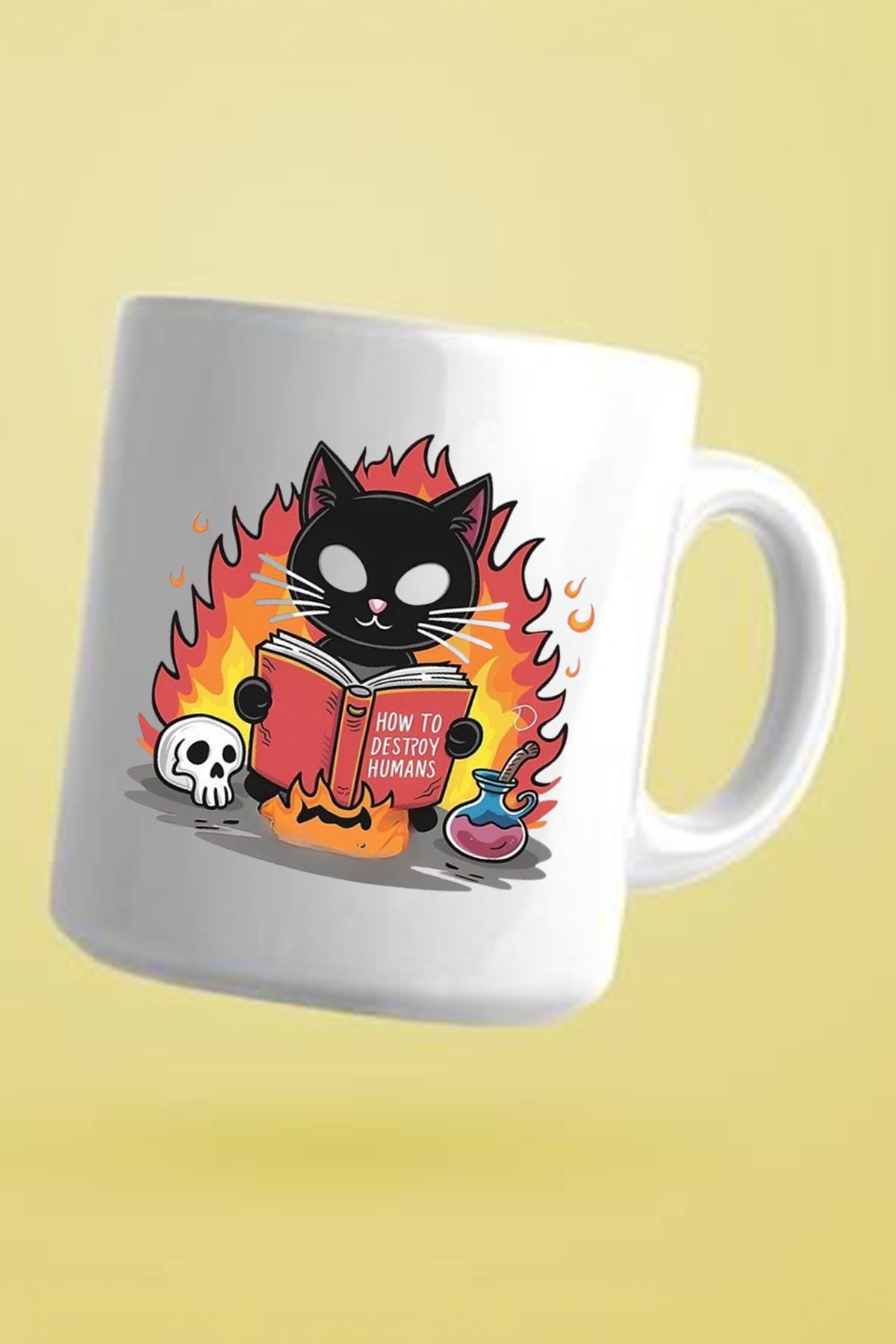 North Whiskers Evil kitty baskılı kupa bardak