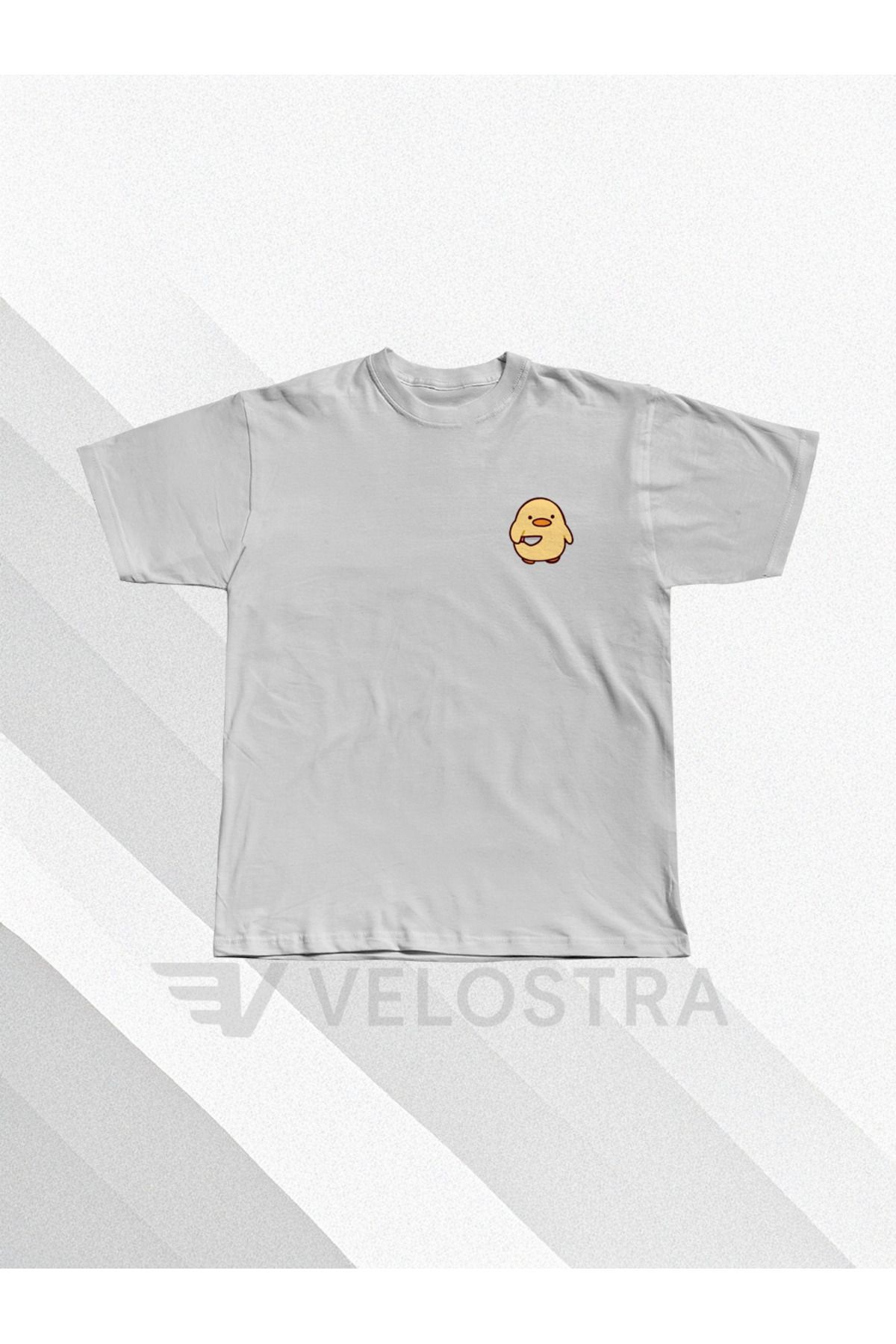 Velostra Unisex Tatlı Civciv baskılı Penye Oversize T-shirt