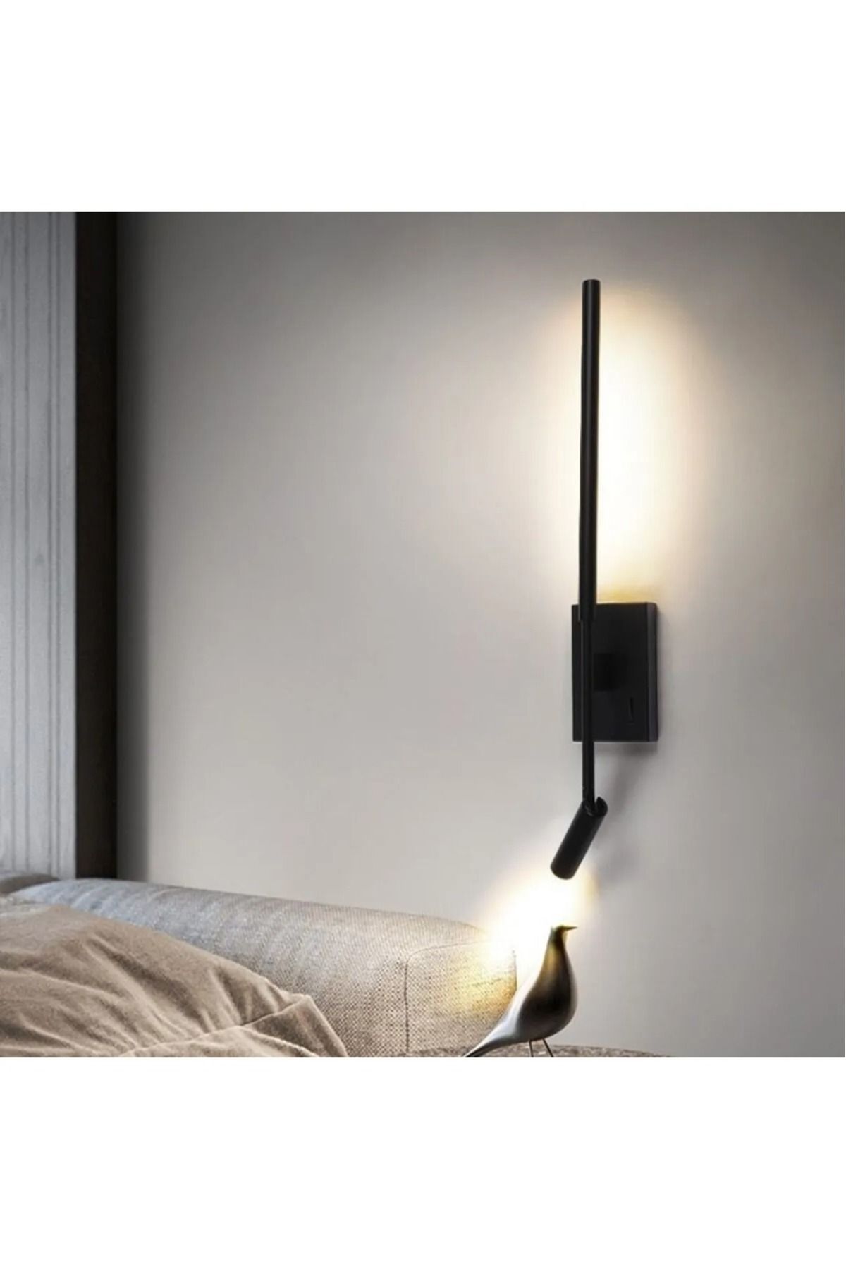 EKM29 ekim aydınlatma 6+3 Watt, Döner Direk, Oynar Başlıklı modern Yatakbaşı Armatür, Led Duvar Aplik,
