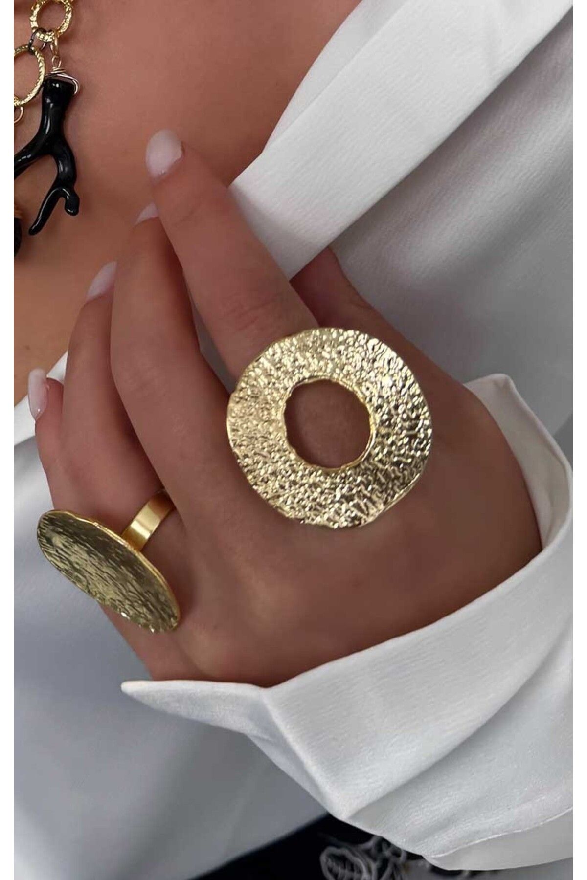 BYP Atelier Ortası Boş Yuvarlak Yüzük Gold