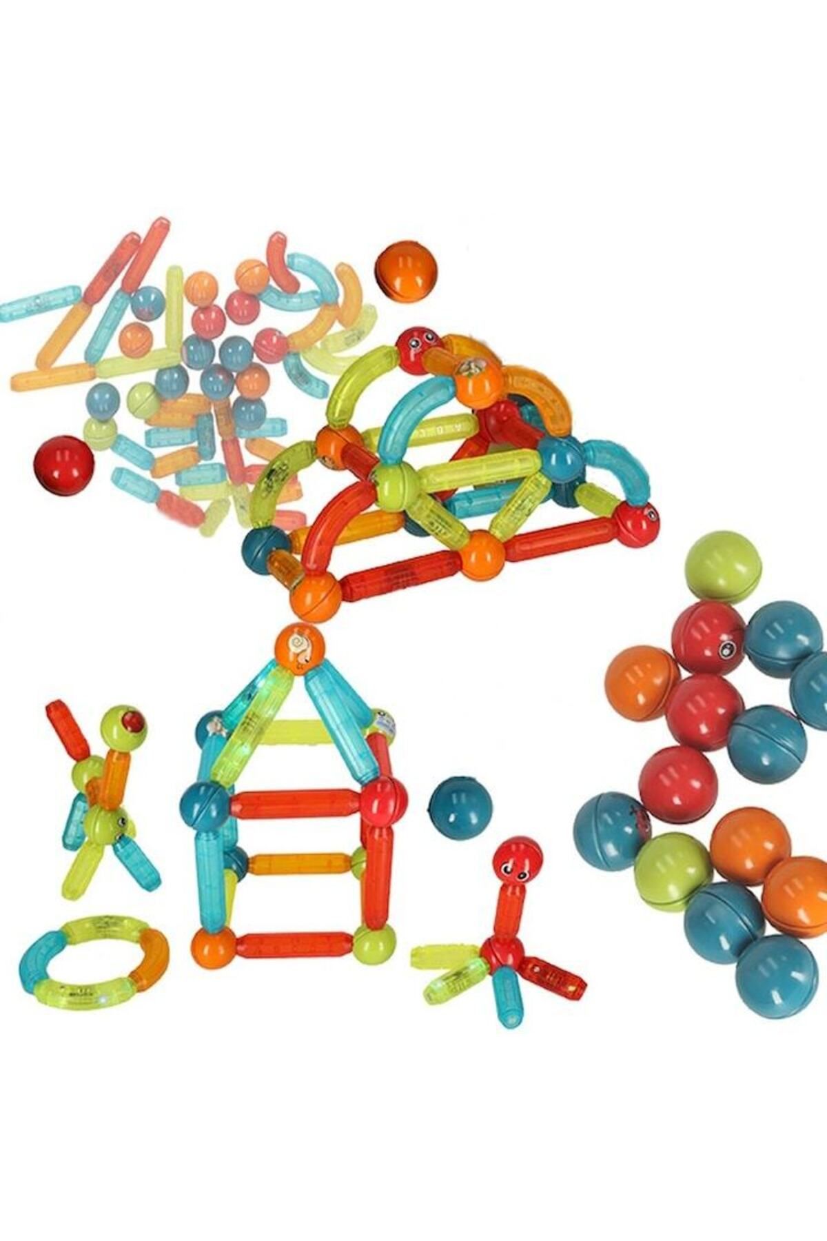 ideal STORE-Magnetic Blocks idealStore StiksMag, 52 Elements, With Lights, Build Multiple Figures and Buildings 3