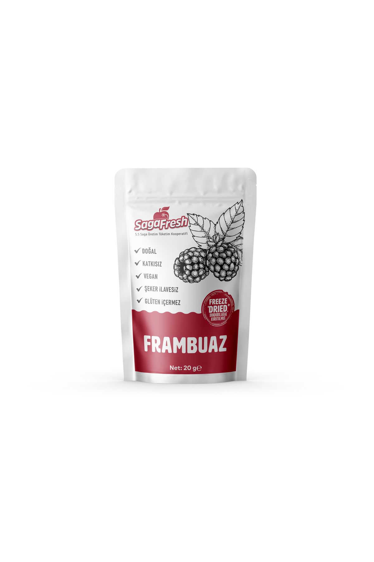 SagaFresh Dondurularak Kurutulmuş Frambuaz Taneleri 20g