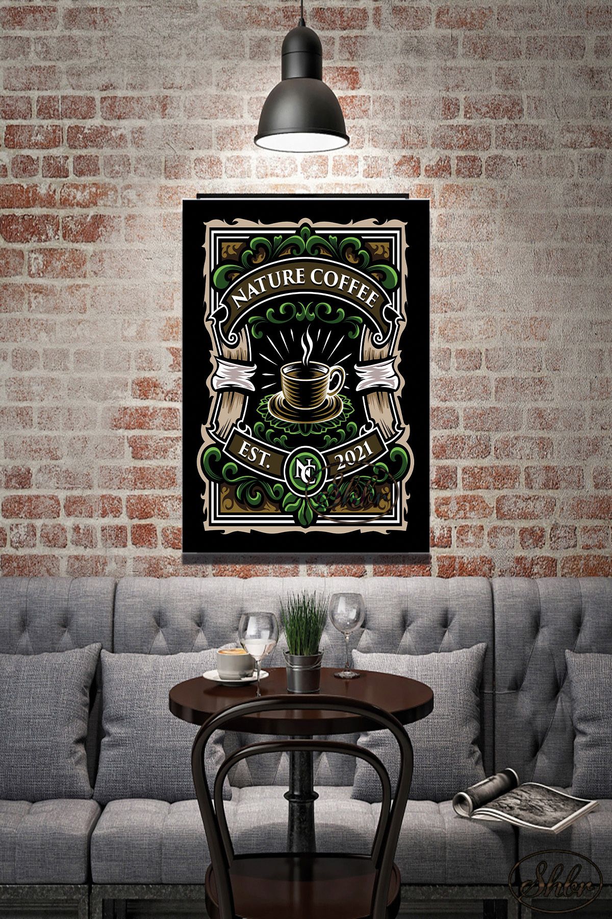 Şehber Tekli, Dikey, Kanvas, Dekoratif, Duvar, Tablosu , Kahve, Kafeterya, Coffe Shop,