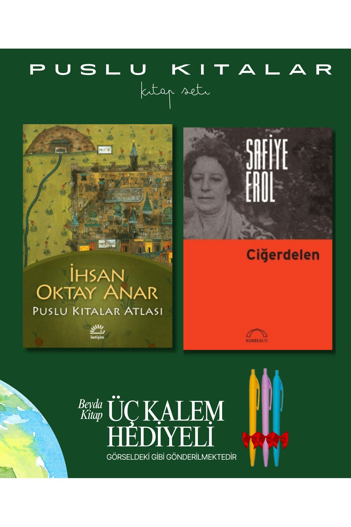 İletişim Yayınları Puslu Kıtalar Atlası - Ciğerdelen - Kitap Seti - İhsan Oktay Anar - Kalem Hediyeli